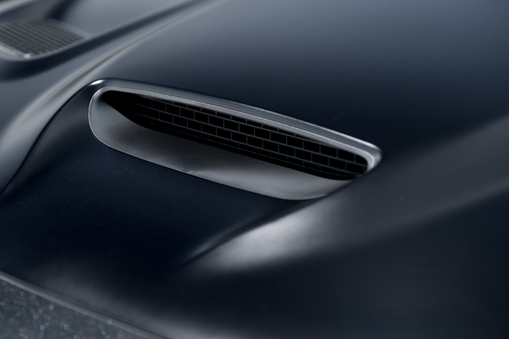 Custom Vented Hood on Black Dodge Challenger SRT - Photo by zandbox