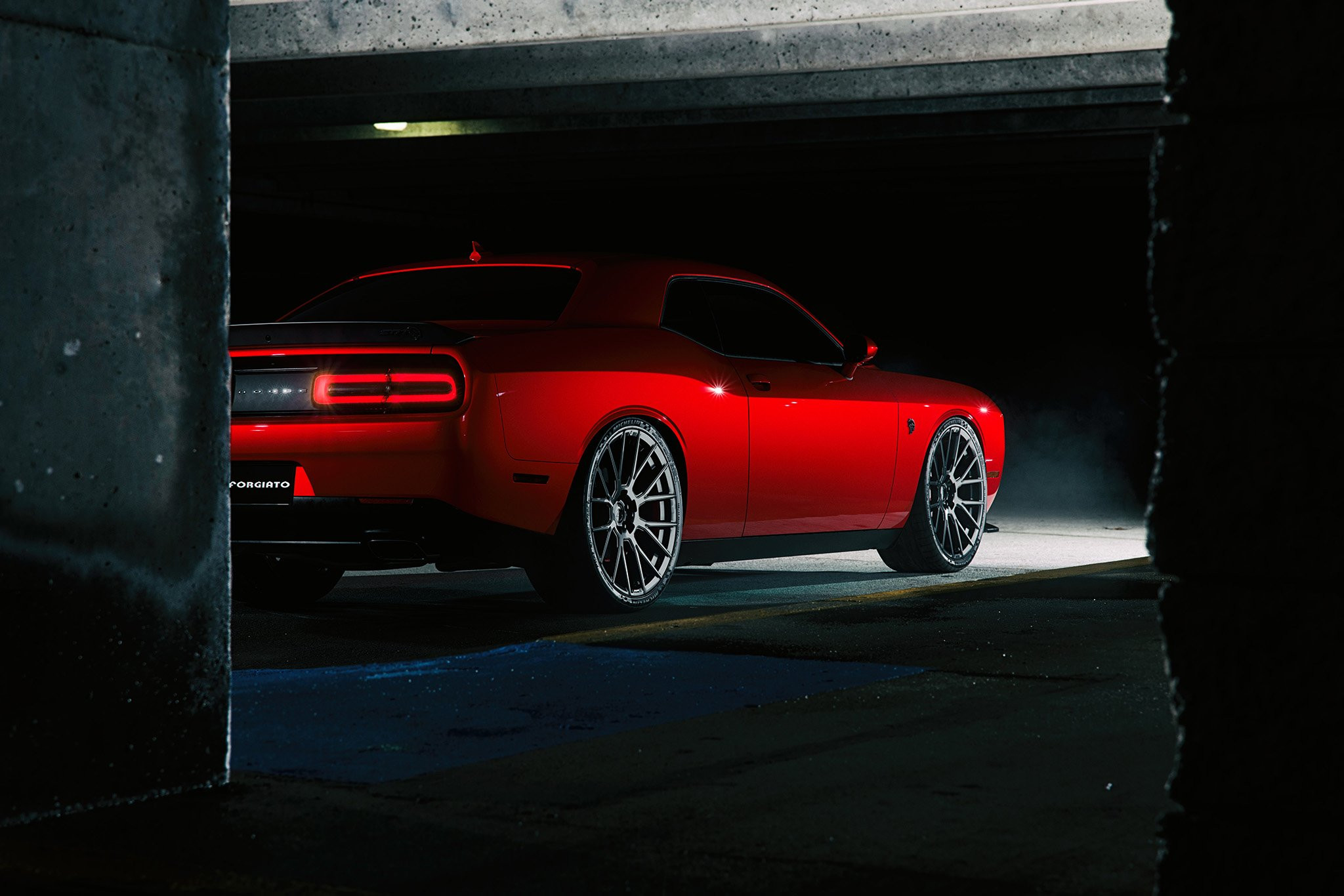 Custom Forgiato Wheels on Red Dodge Challenger - Photo by Forgiato