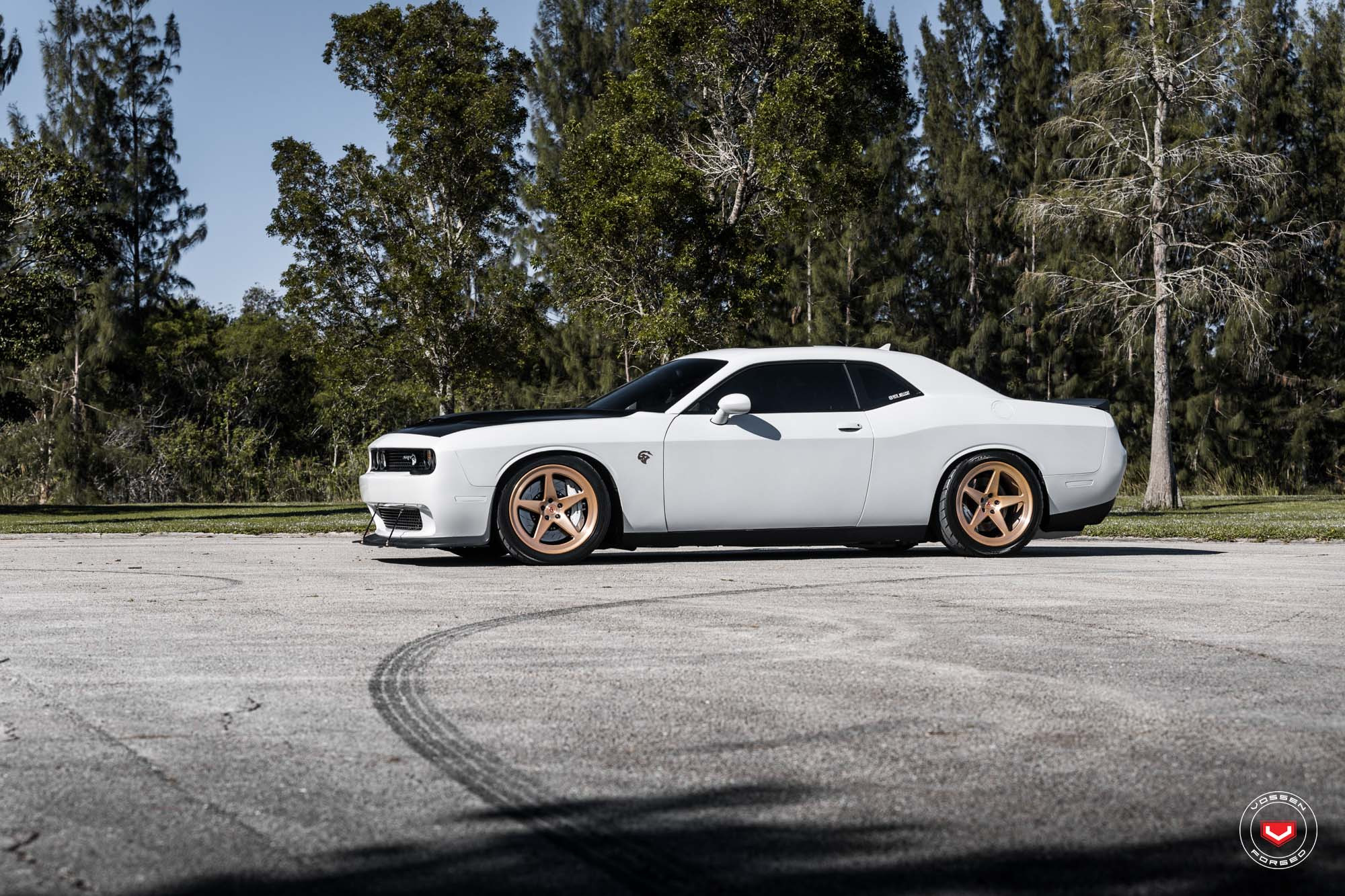 Custom Vossen Wheels on White Dodge Challenger SRT - Photo by Vossen