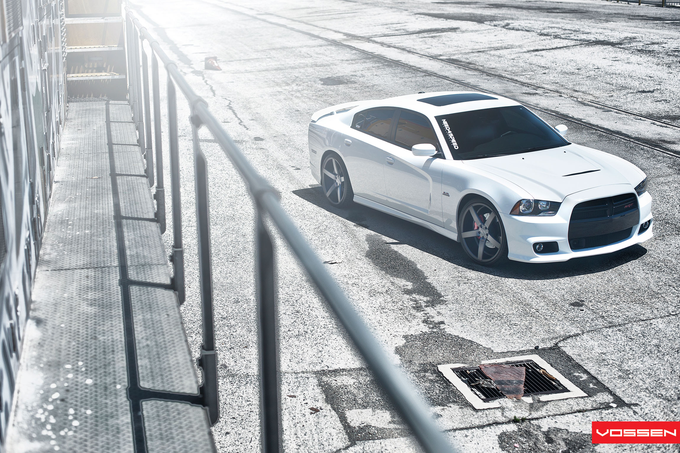 Custom Body Kit on White Dodge Charger SRT - Photo by Vossen