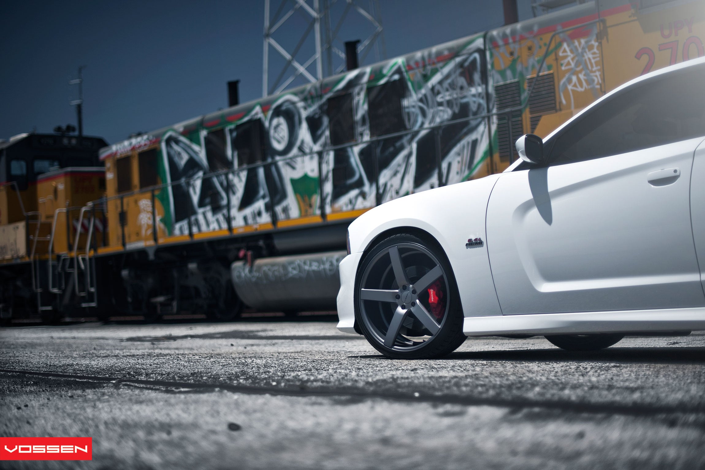 White Dodge Charger Hemi on Vossen Wheels - Photo by Vossen