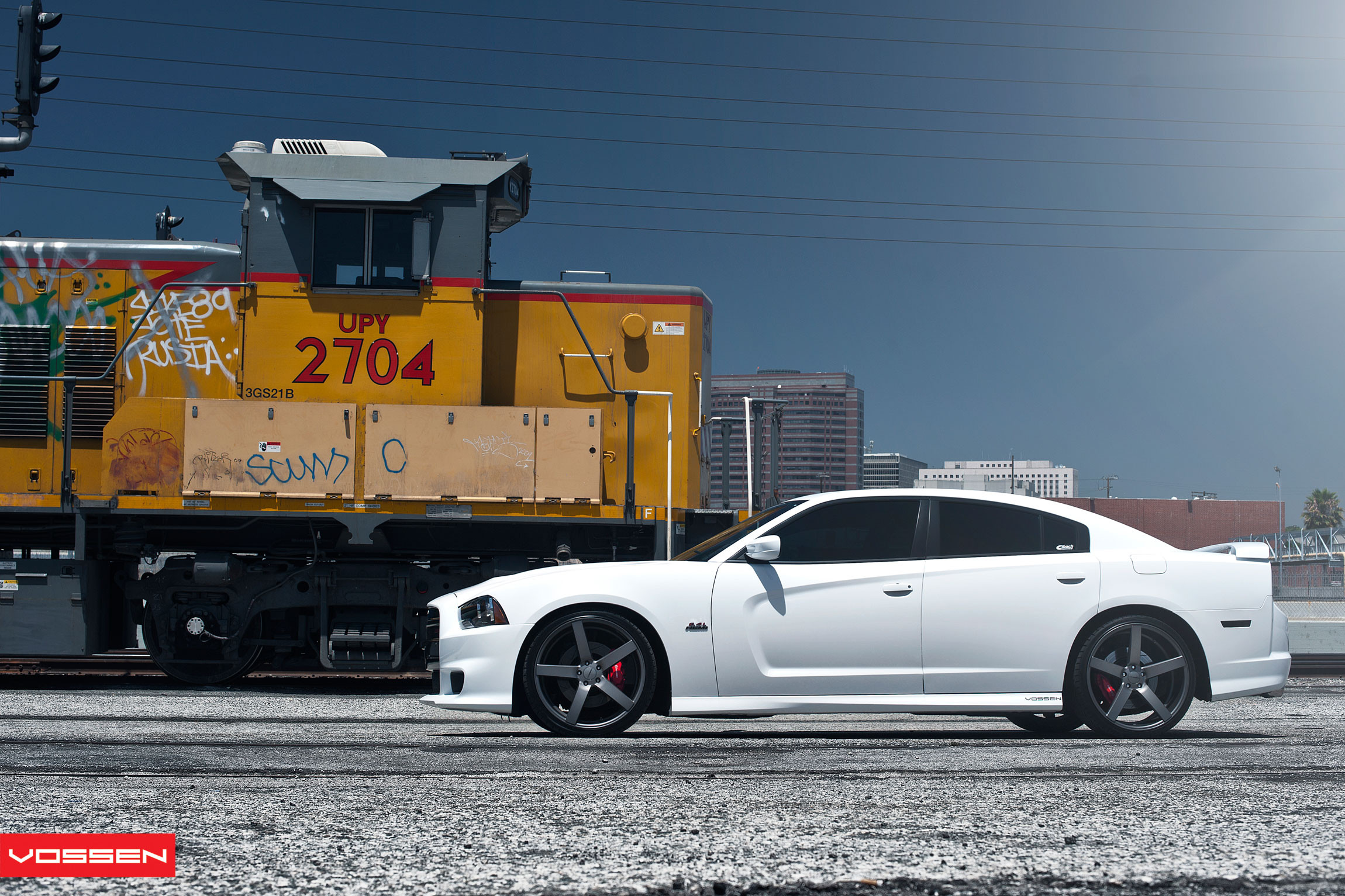 Custom Vossen CV Rims on White Dodge Charger - Photo by Vossen