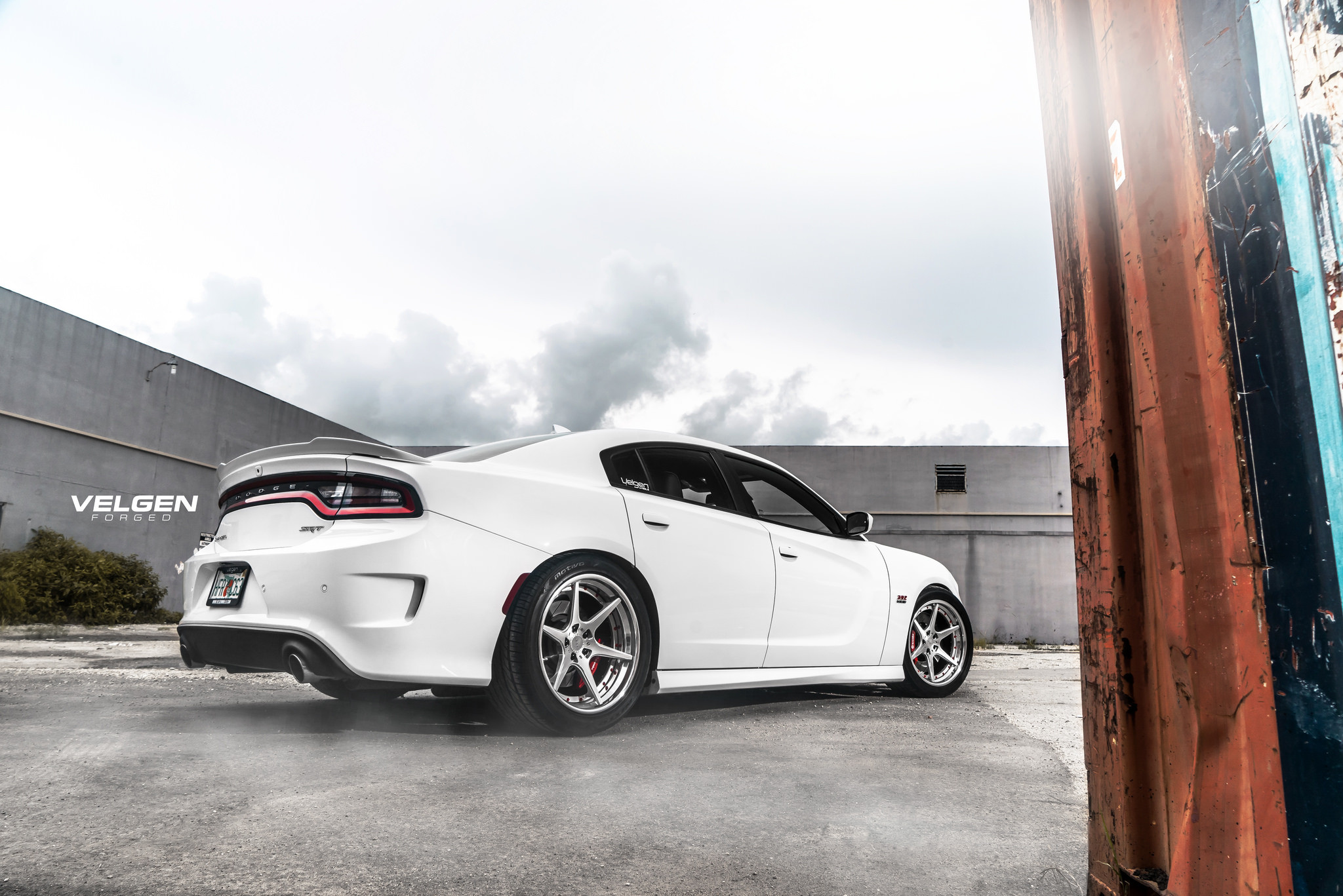 White Dodge Charger Custom Style Rear Spoiler - Photo by Velgen