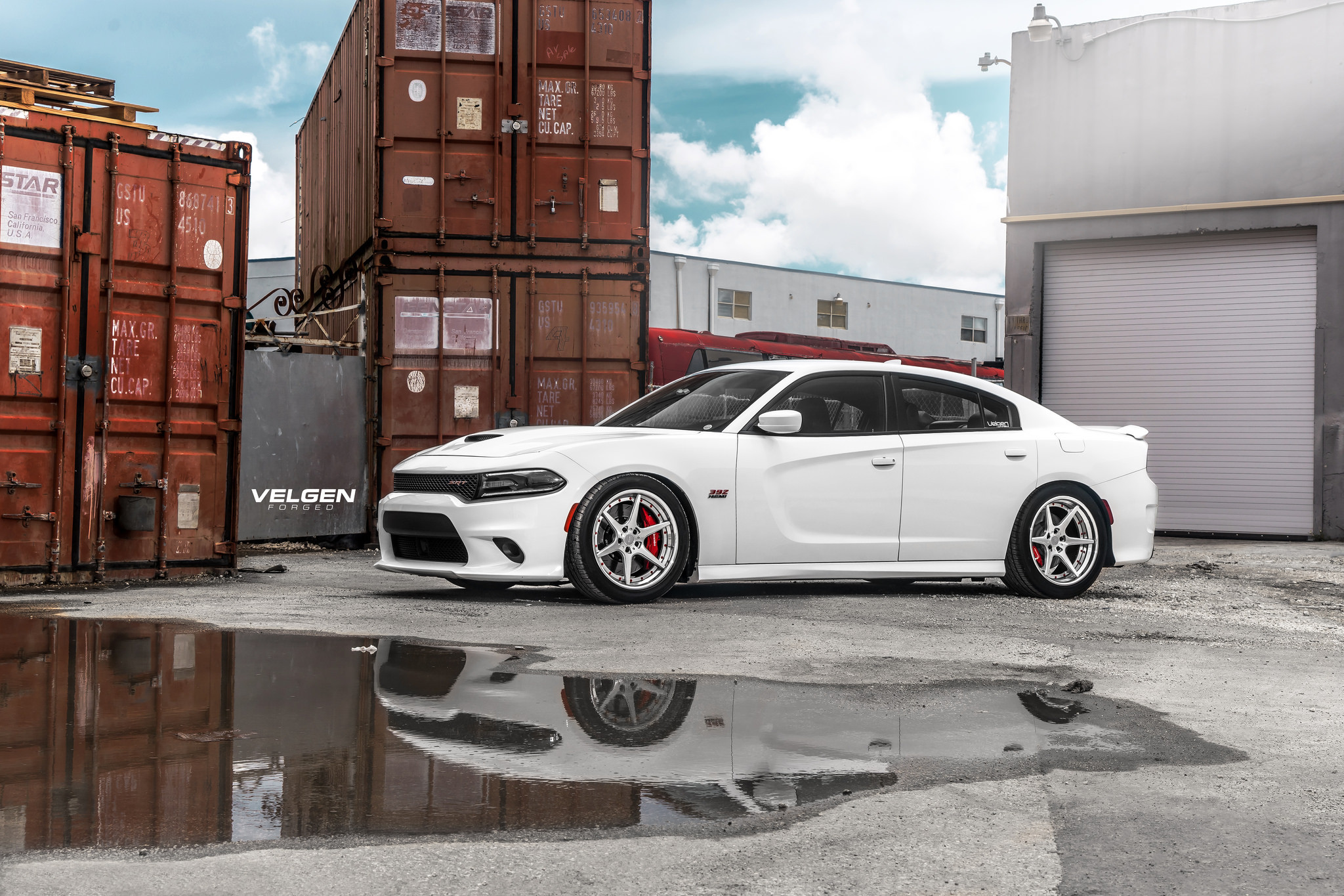 White Dodge Charger SRT Hellcat with Velgen Rims - Photo by Velgen