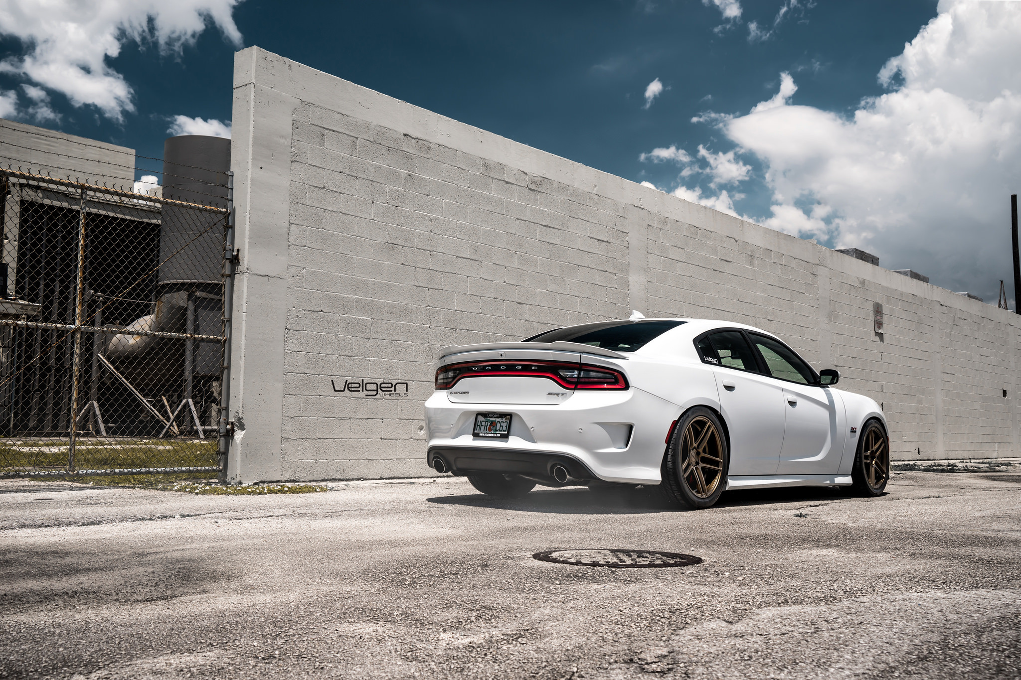 White Dodge Charger with Matte Bronze Velgen Rims - Photo by Velgen