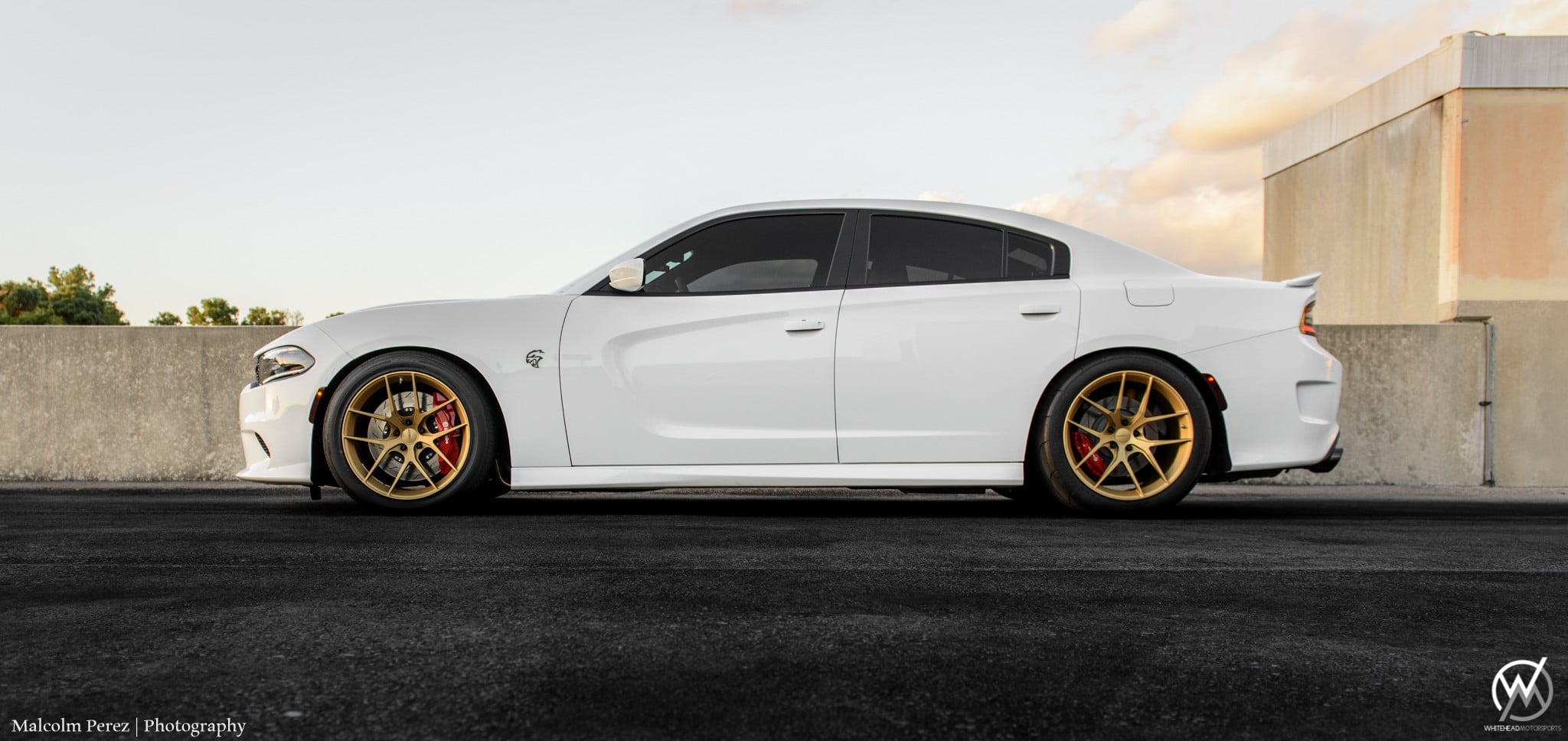 Custom White Dodge Charger SRT Side Skirts  - Photo by Forgeline Motorsports