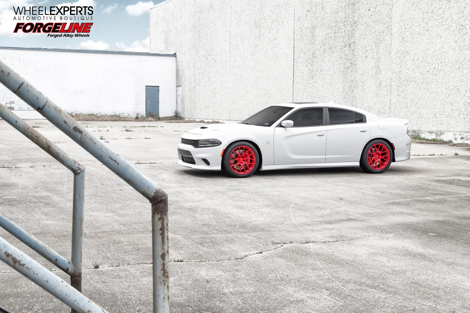 Dark Smoke Headlights on White Dodge Charger - Photo by Forgeline Motorsports