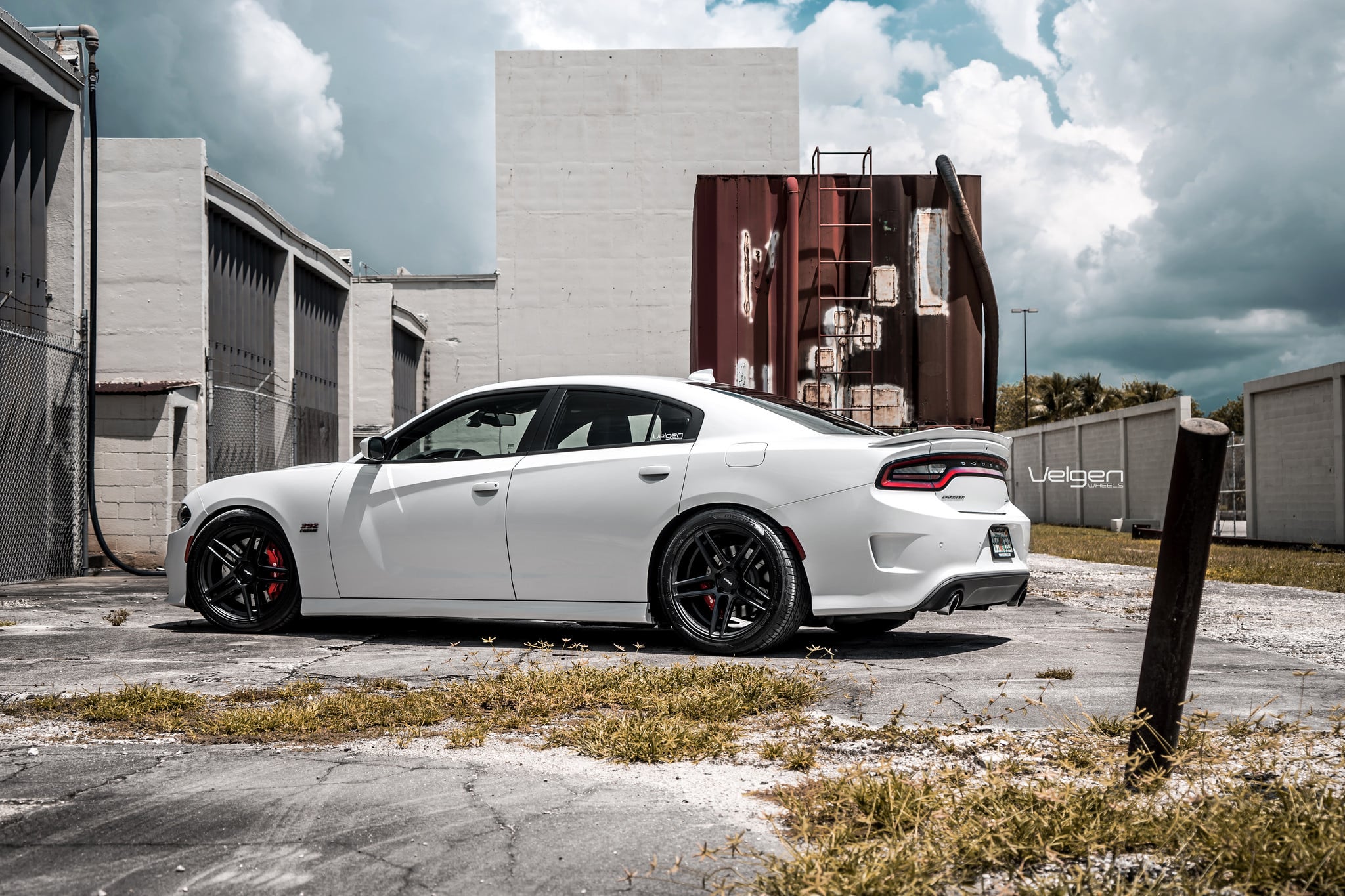 White Dodge Charger SRT with Custom Velgen Wheels - Photo by Velgen