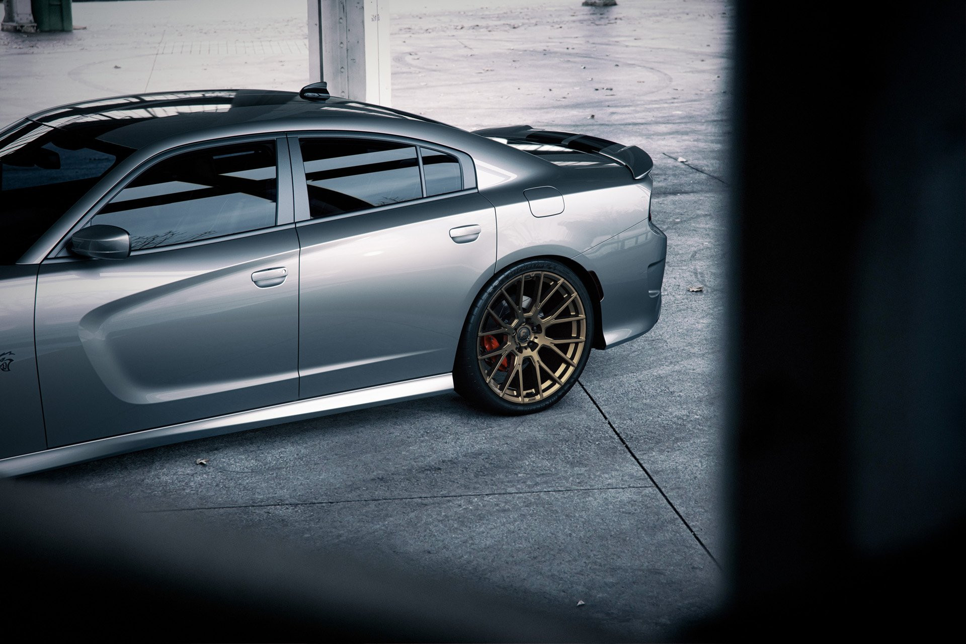 Gray Dodge Charger SRT with Custom Bronze Forgiato Wheels - Photo by Forgiato