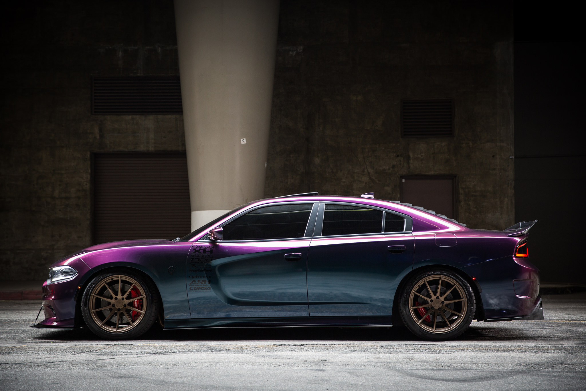 Custom Chameleon Dodge Charger SRT Side Skirts - Photo by Vertini Wheels