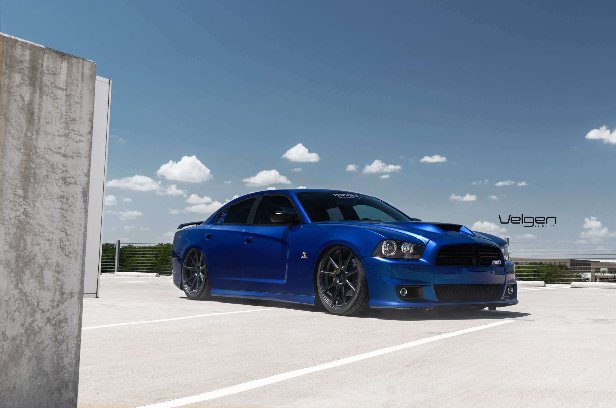 Blue Dodge Charger with Matte Black Velgen Rims - Photo by Velgen