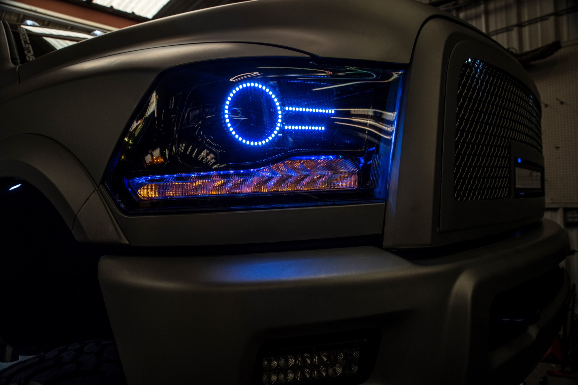 Freezing Cold - Lifted Ram 3500 Megacab with Blue Underbody LEDs - Photo by Kelderman