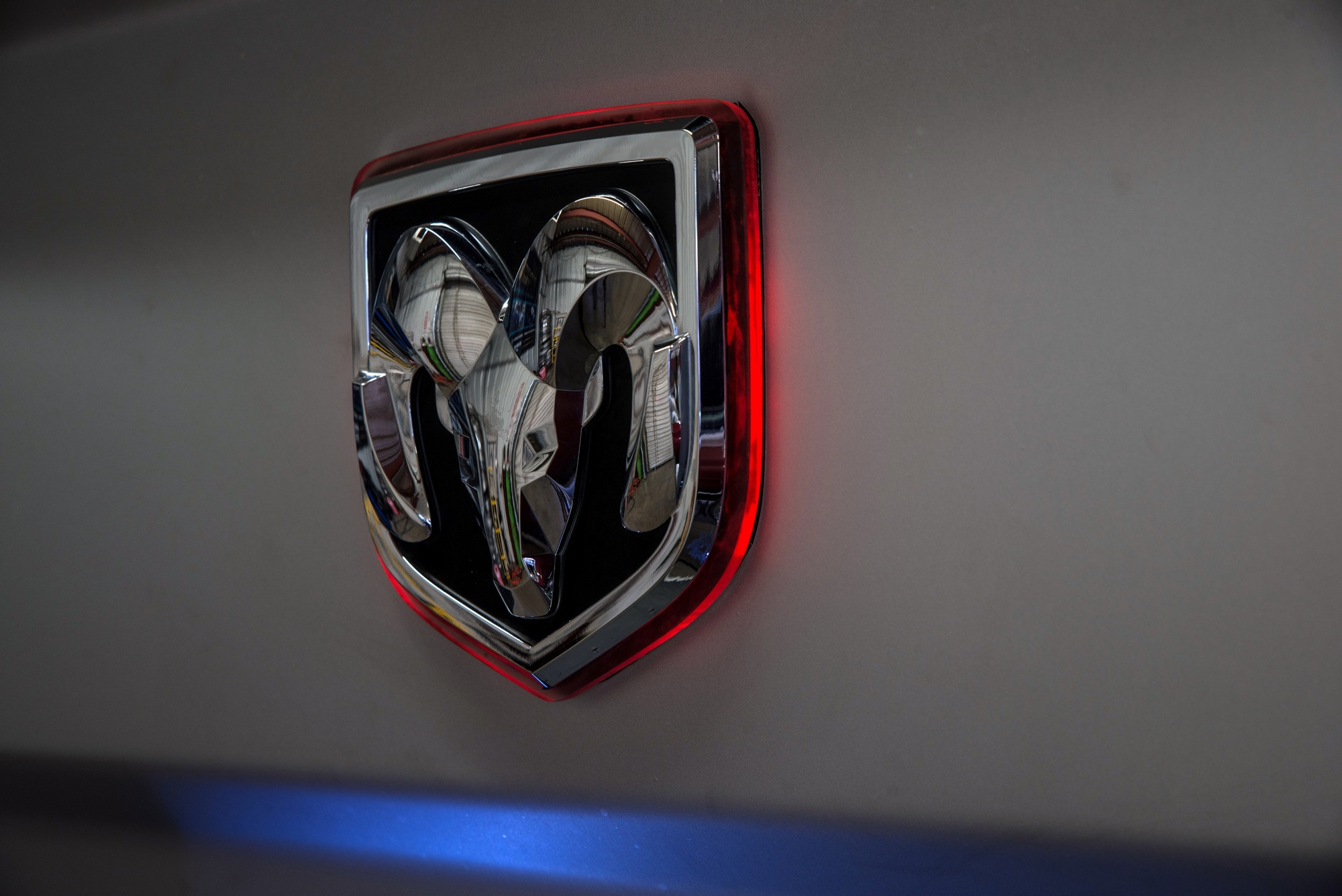 Dodge Ram Logo With Red LED Accent Light - Photo by Kelderman