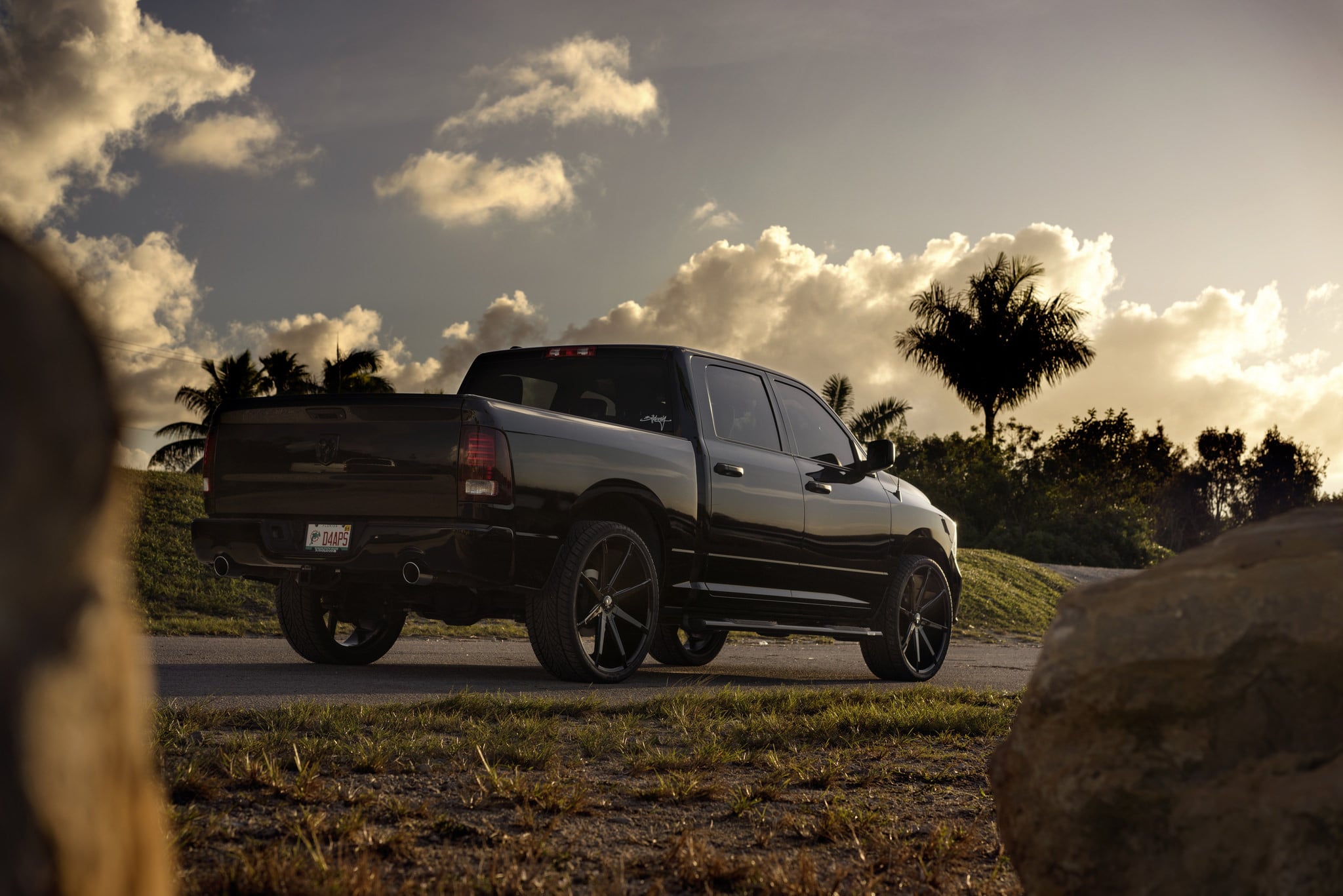 Dodge Ram 1500 with Gloss Black Custom Wheels - Photo by DUB