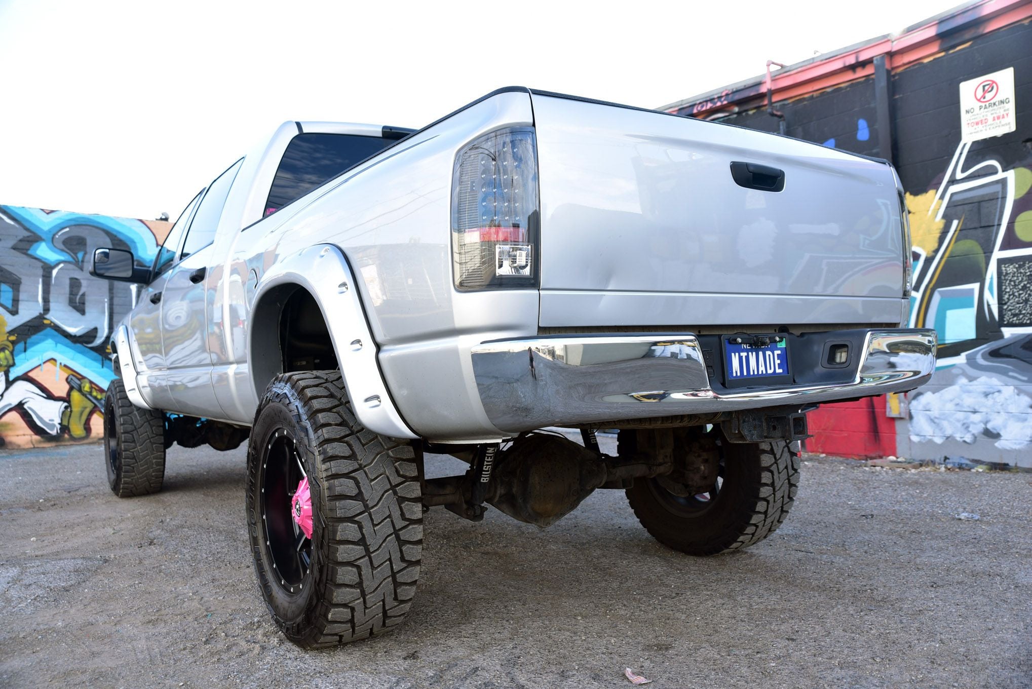 Gray Lifted Dodge Ram with Custom LED Taillights - Photo by Eddie Maloney