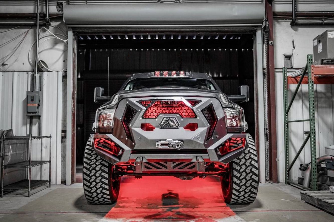 Gray Dodge Ram 3500 with Custom Fab Fours Truck Bumper - Photo by Fab Fours