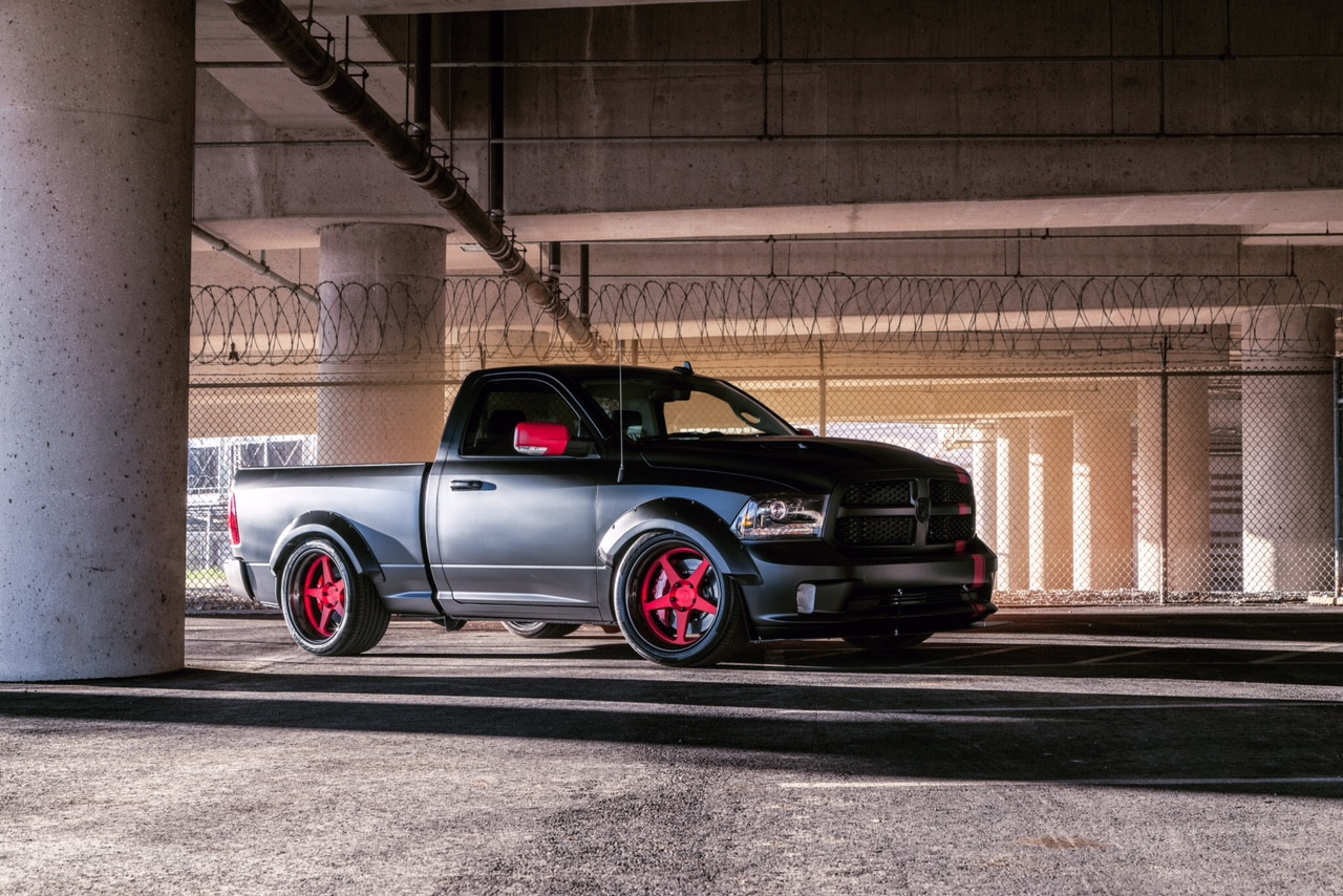 Custom Gray Dodge Ram with Pink Accents - Photo by Forgeline Motorsports