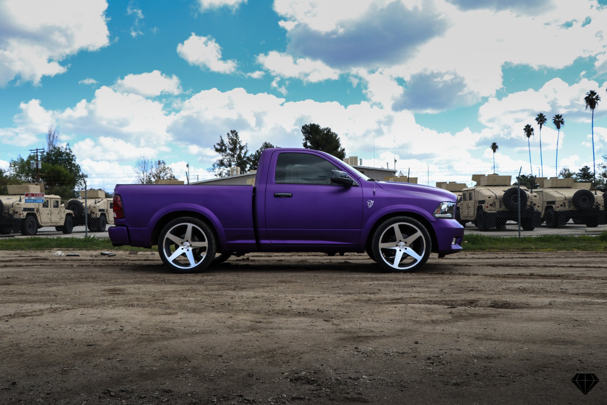 Custom Matte Purple Dodge Ram Side Mirrors - Photo by Blaque Diamond Wheels