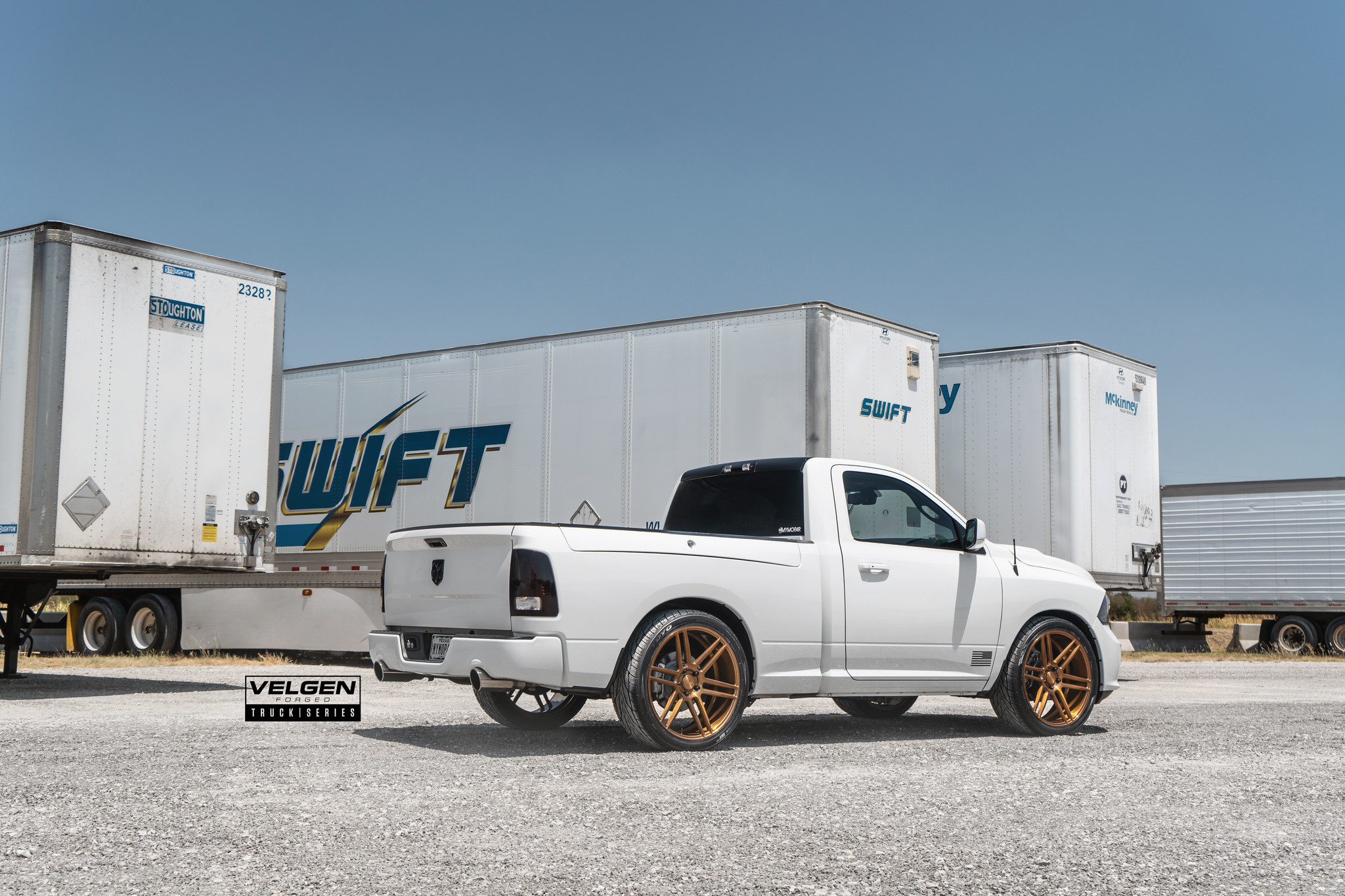 White Dodge Ram with Red Smoke LED Taillights - Photo by Velgen