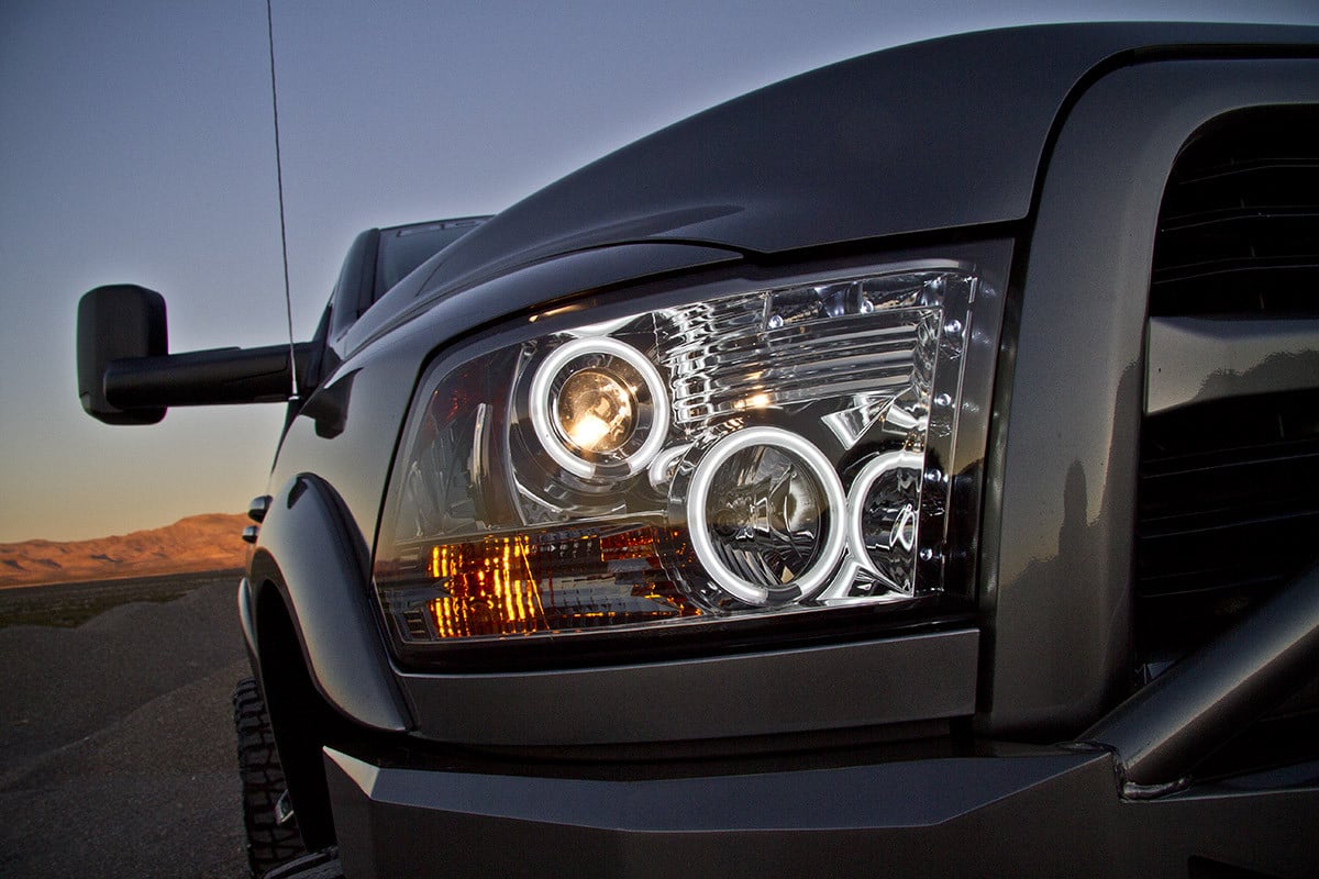 White Halo Rings on Dodge Ram - Photo by BDS Suspensions