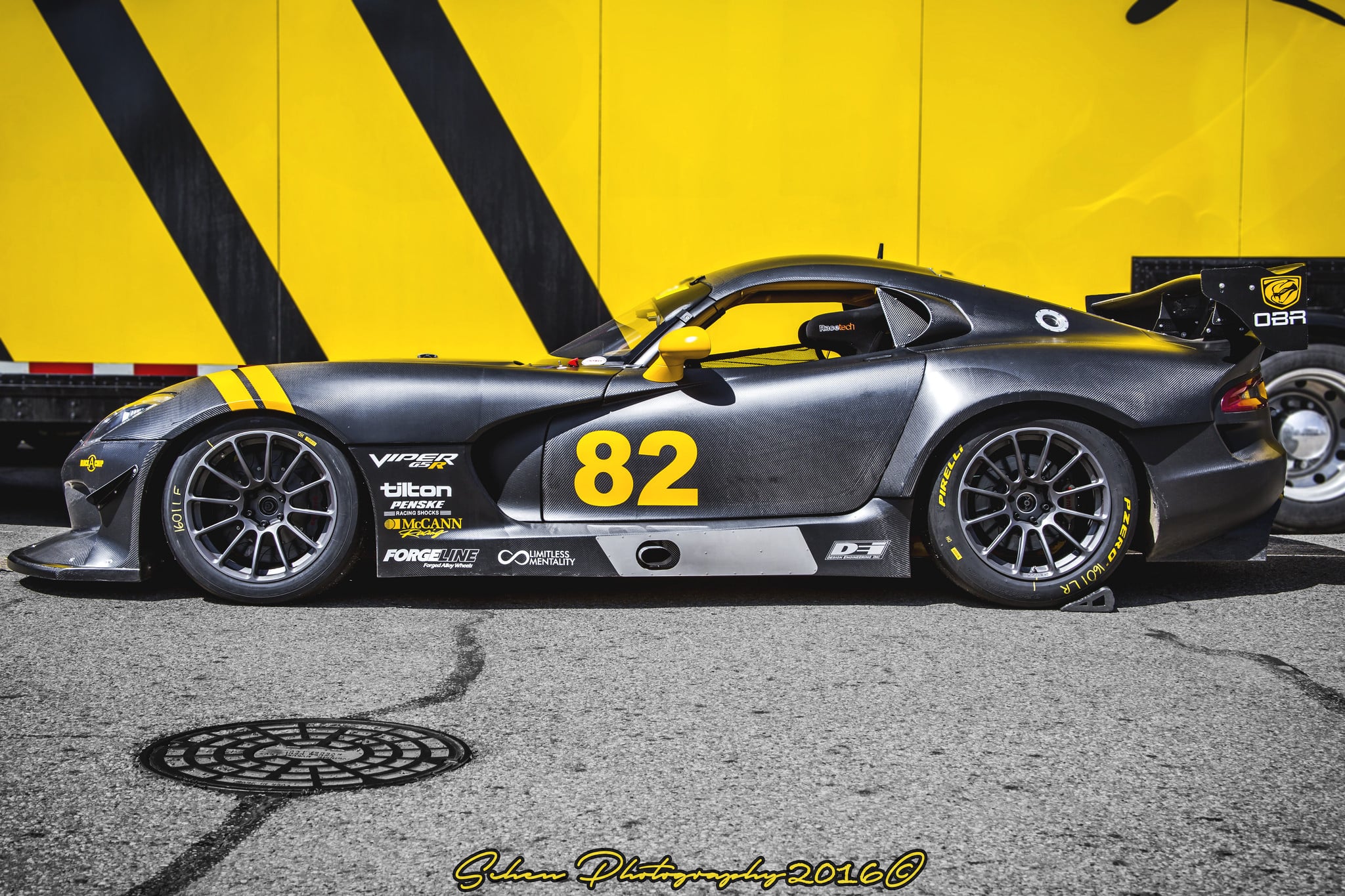 Aftermarket Side Skirts on Black Debadged Dodge Viper - Photo by Forgeline Motorsports