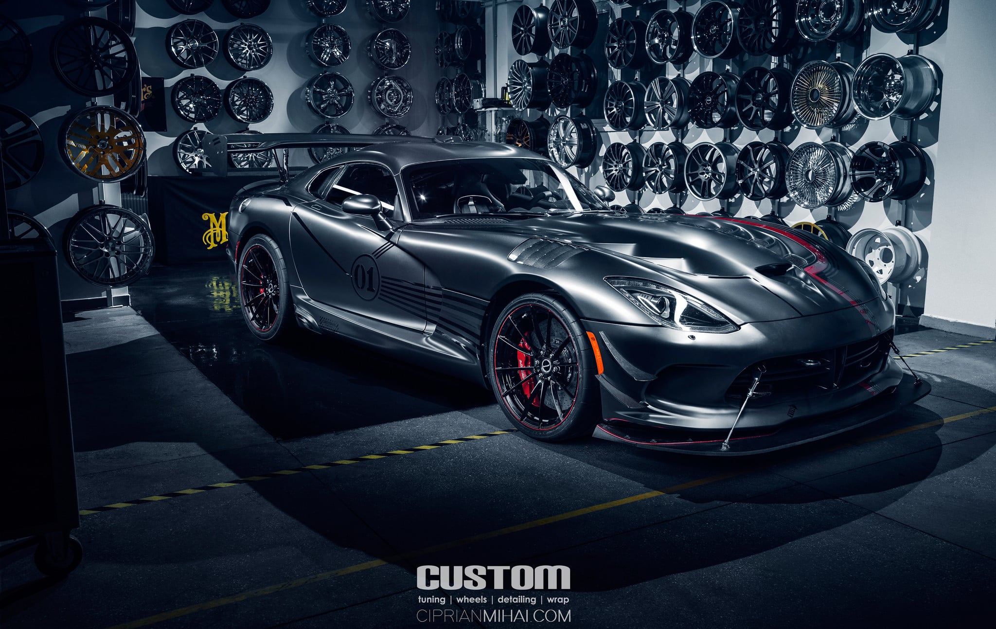 Custom Gray Debadged Dodge Viper with Carbon Fiber Accents - Photo by Ciprian Mihai