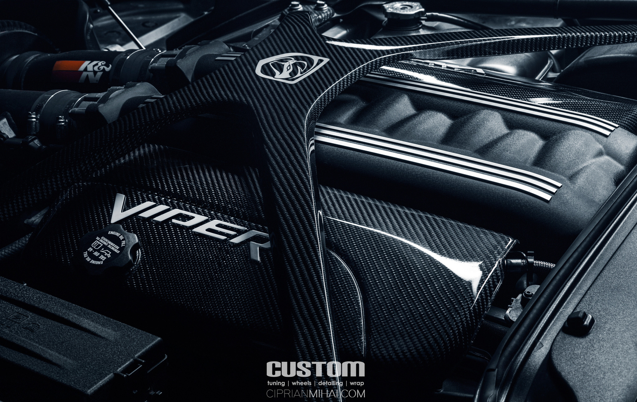 Gray Dodge Viper with Carbon Fiber Engine Components - Photo by Ciprian Mihai