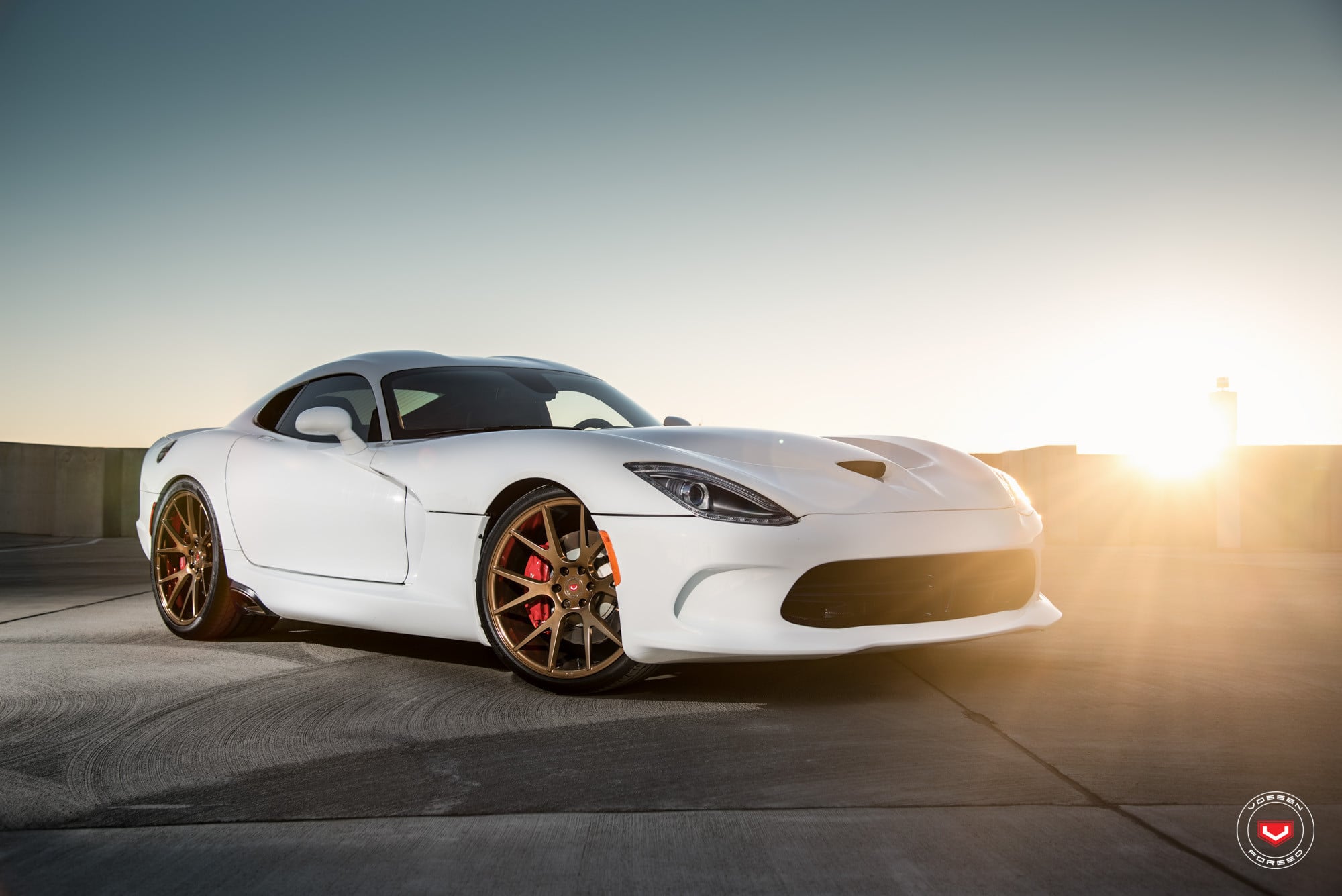 Diamond White SRT Viper Sitting on Vossen VFS Rims - Photo by Vossen