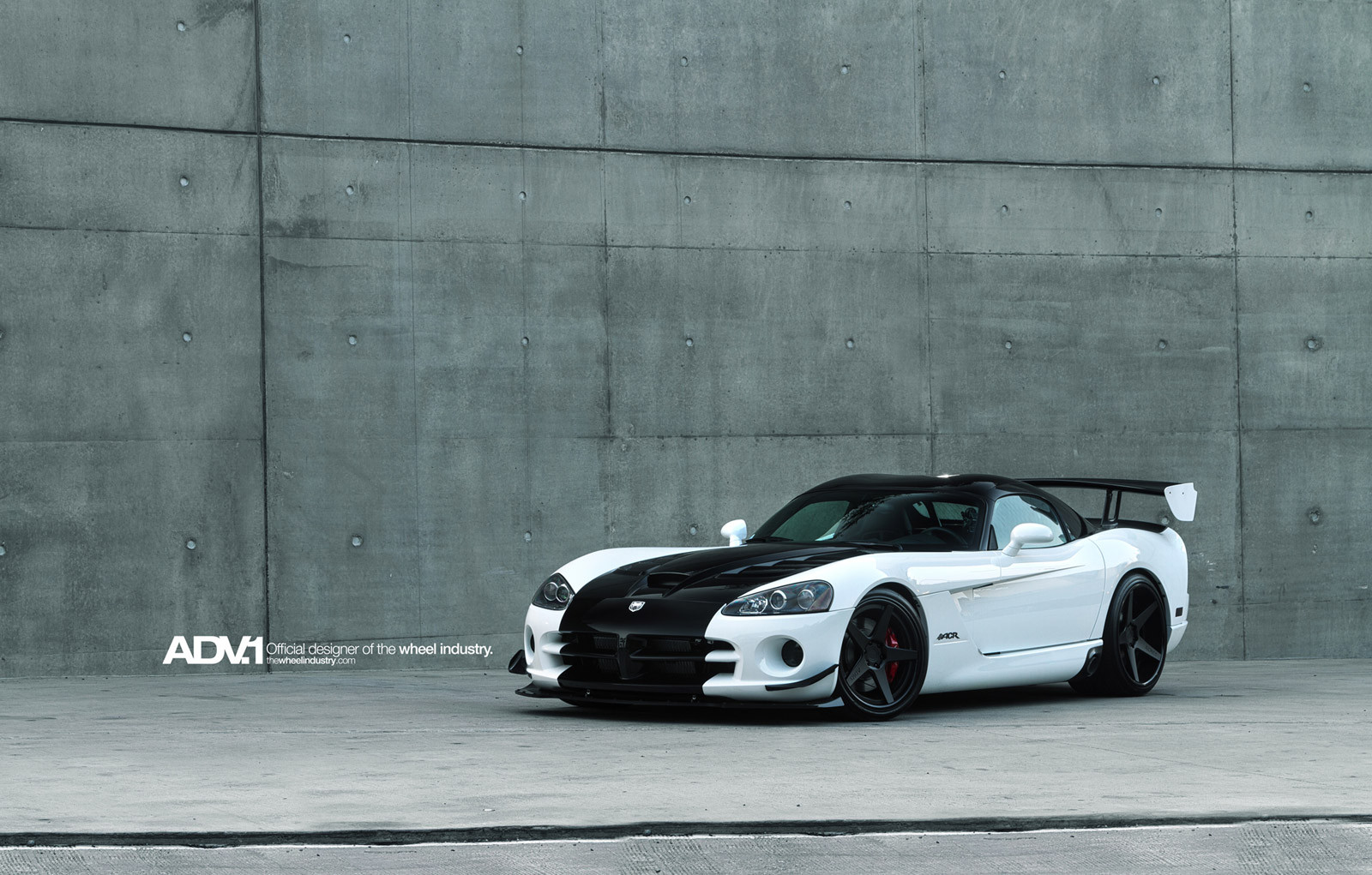 Custom Hood on Black and White Dodge Viper - Photo by ADV.1