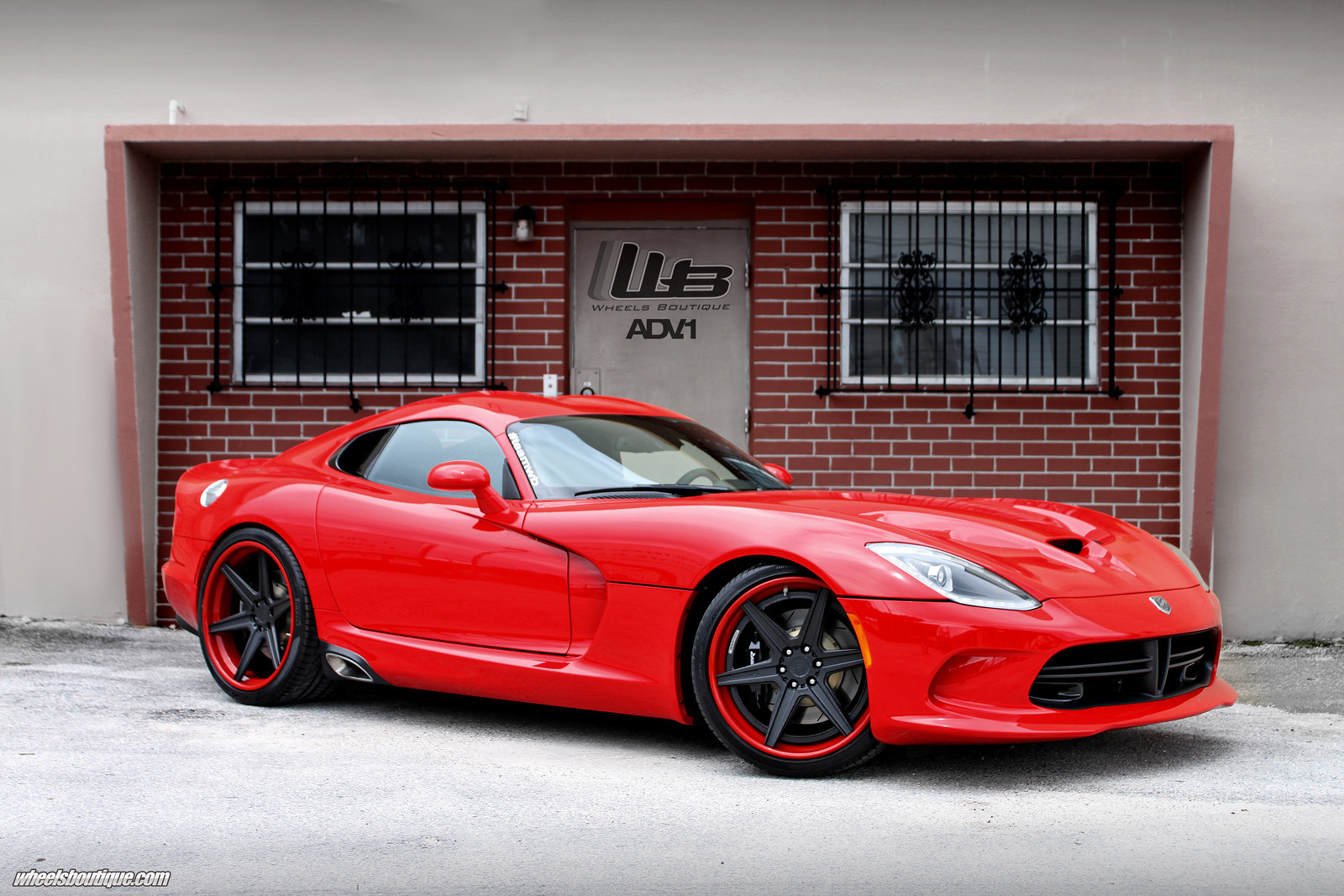 Custom Front Lip on Red Dodge Viper - Photo by ADV.1
