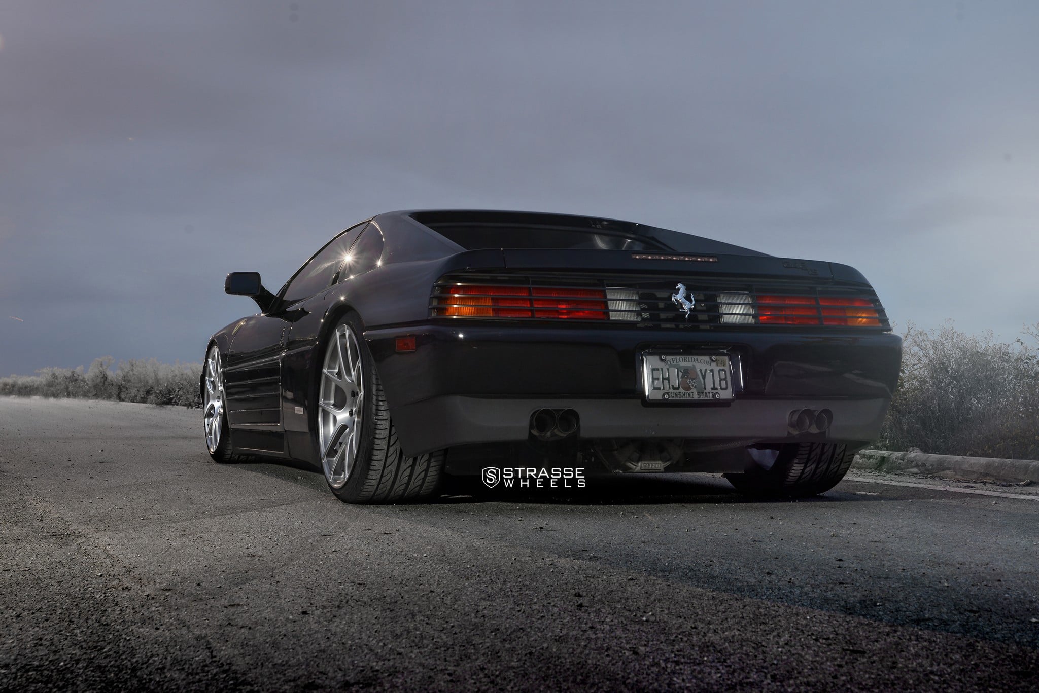 Custom Rear Diffuser on Black Ferrari 348 - Photo by Strasse Forged