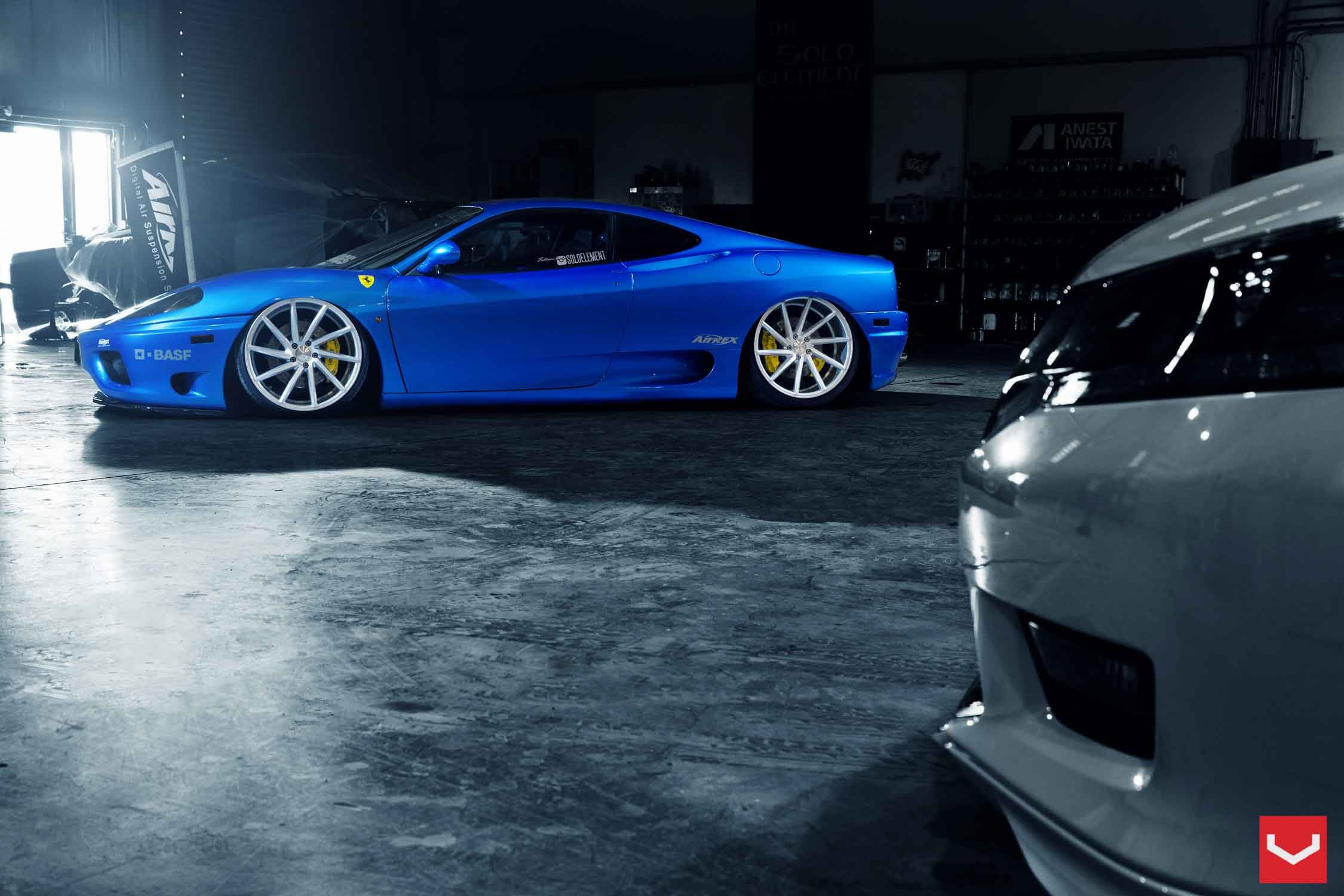 Aftermarket Side Skirts on Blue Ferrari 360 - Photo by Vossen