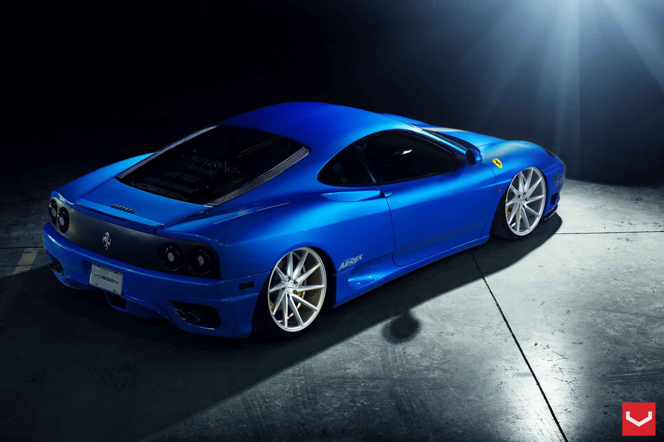 Carbon Fiber Window Covers on Blue Ferrari 360 - Photo by Vossen