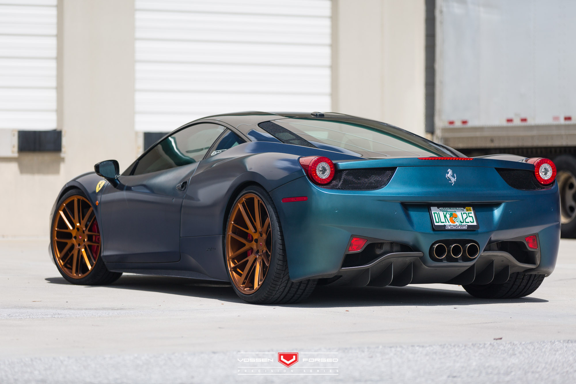 Custom Rear Diffuser on Blue Ferrari 458 - Photo by Vossen