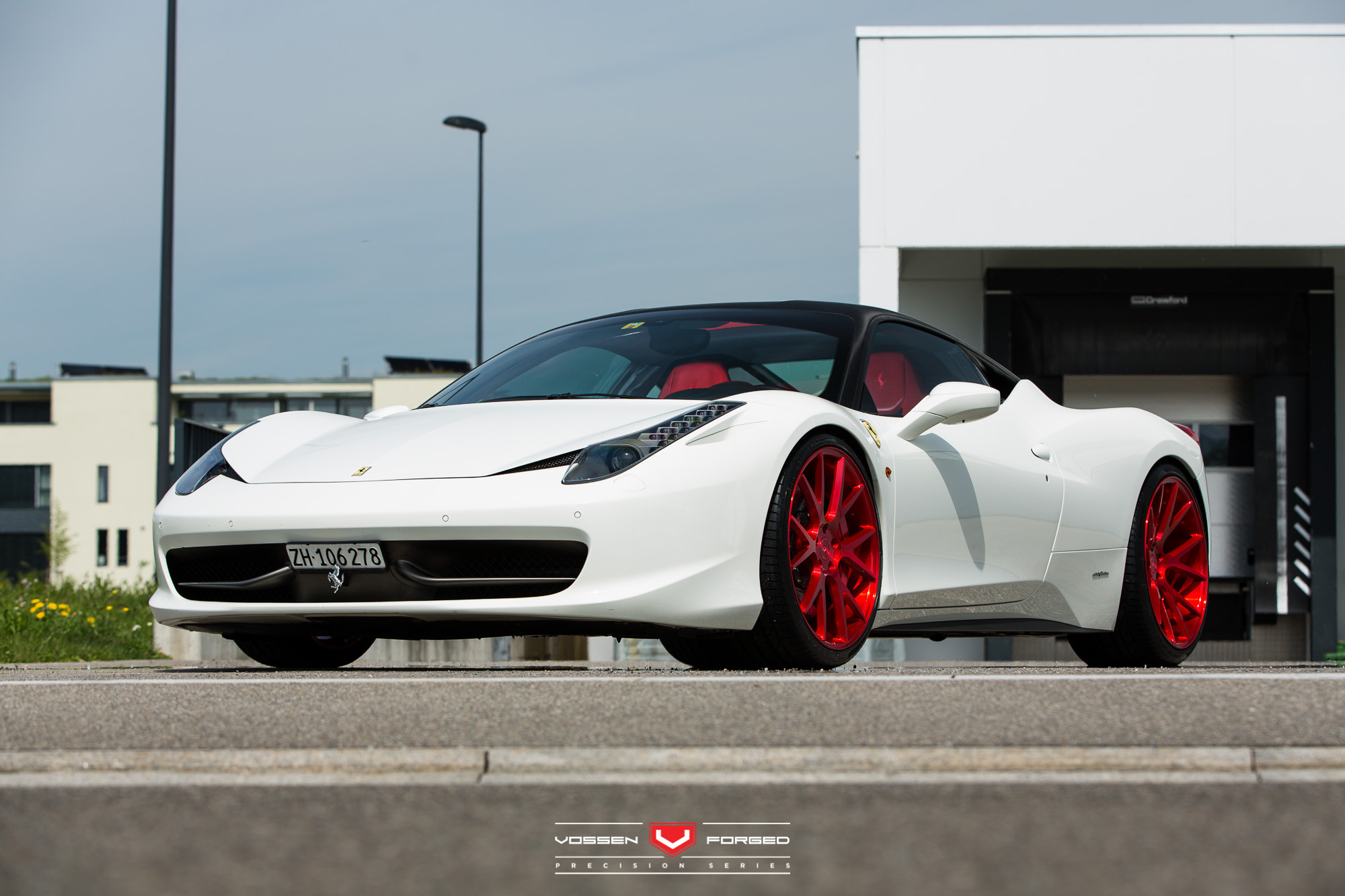 Red Vossen Wheels on White Ferrari 458 - Photo by Vossen