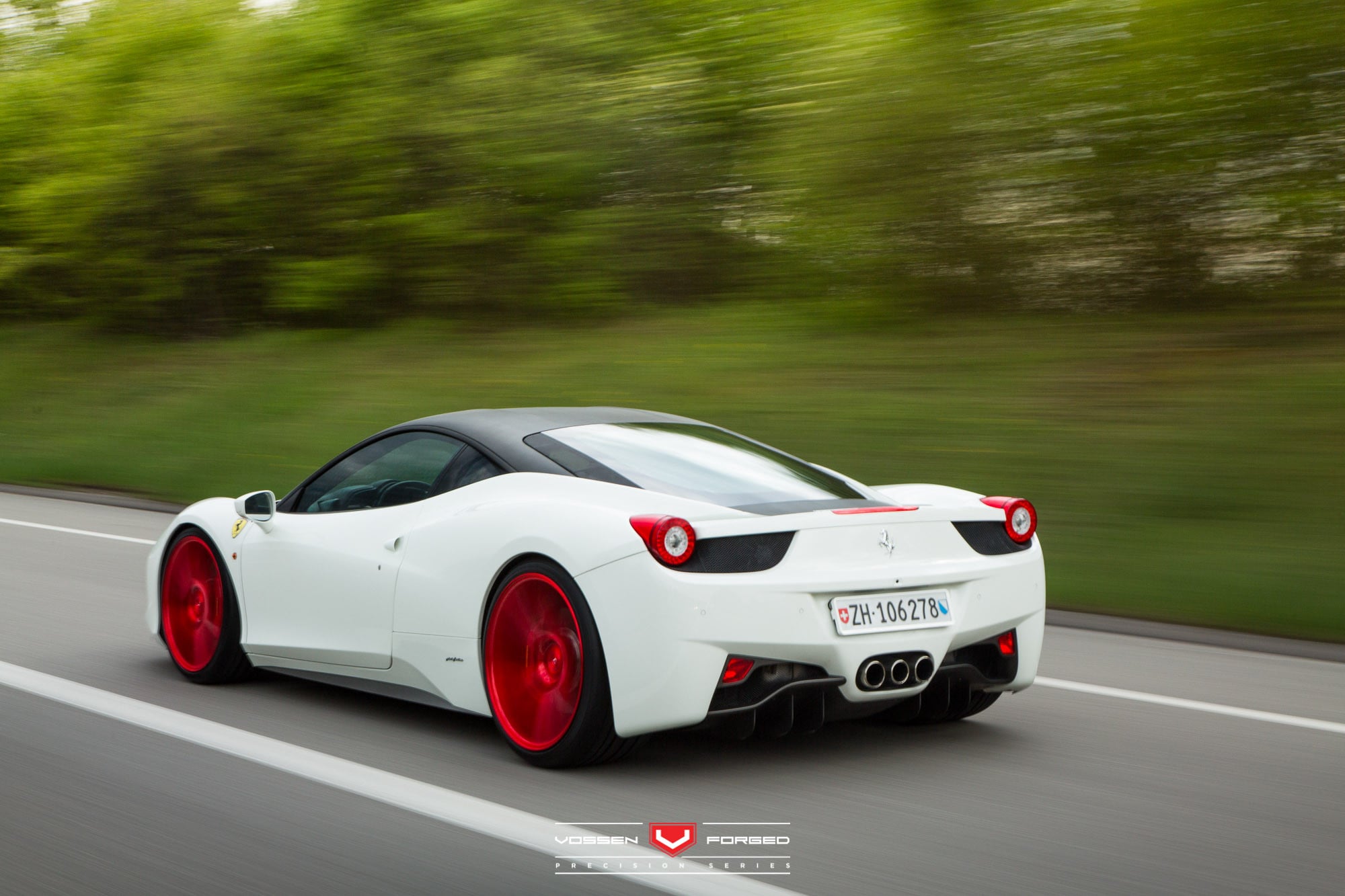 Red Forged VPS Vossen Wheels on White Ferrari 458 - Photo by Vossen