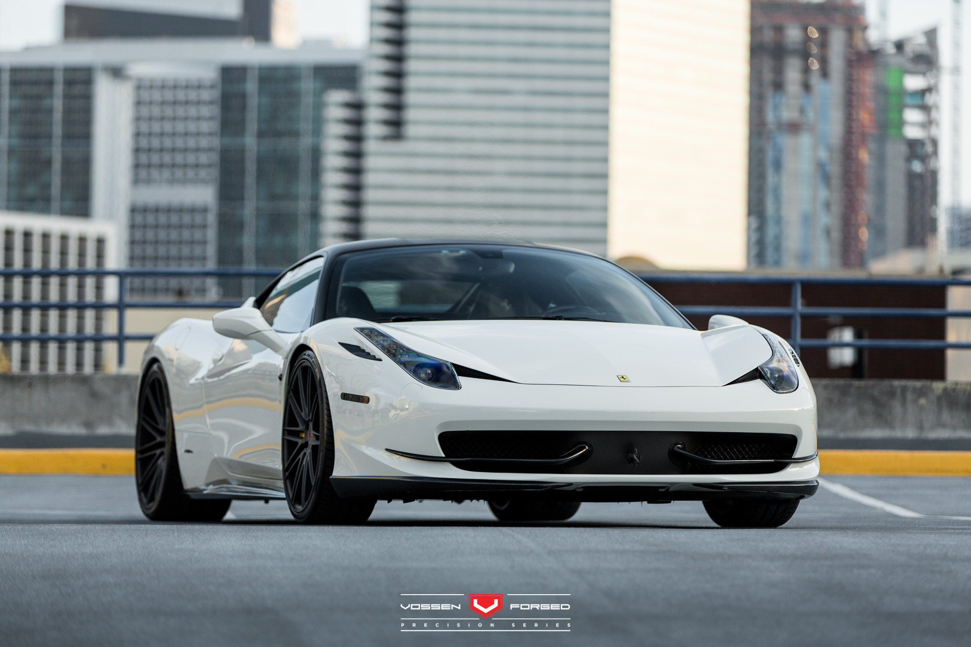 Custom White Ferrari 458 with Carbon Fiber Canards - Photo by Vossen