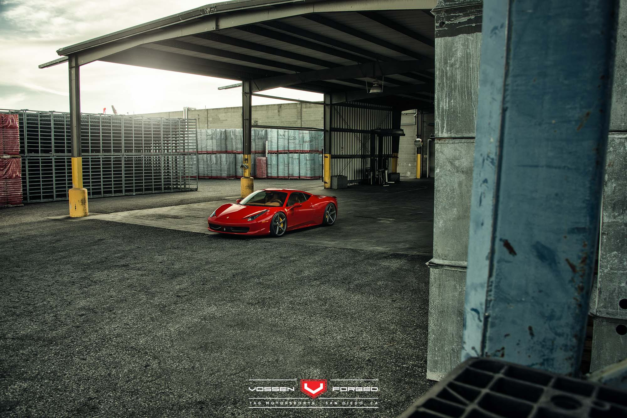 Gloss Red Ferrari 458 with Vossen Forged VPS Wheels - Photo by Vossen