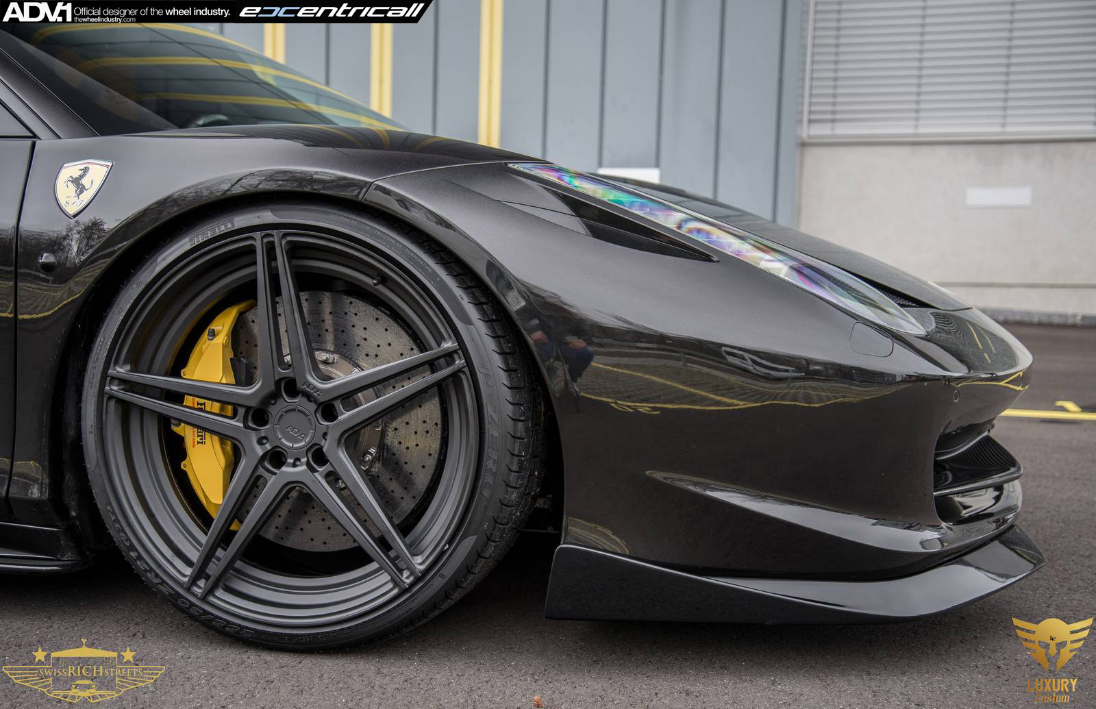 Custom Black Ferrari 458 with ADV1 Wheels - Photo by ADV.1