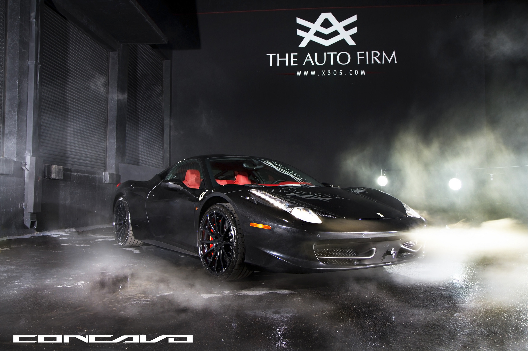 Black Ferrari 458 With Red Leather Interior - Photo by Concavo