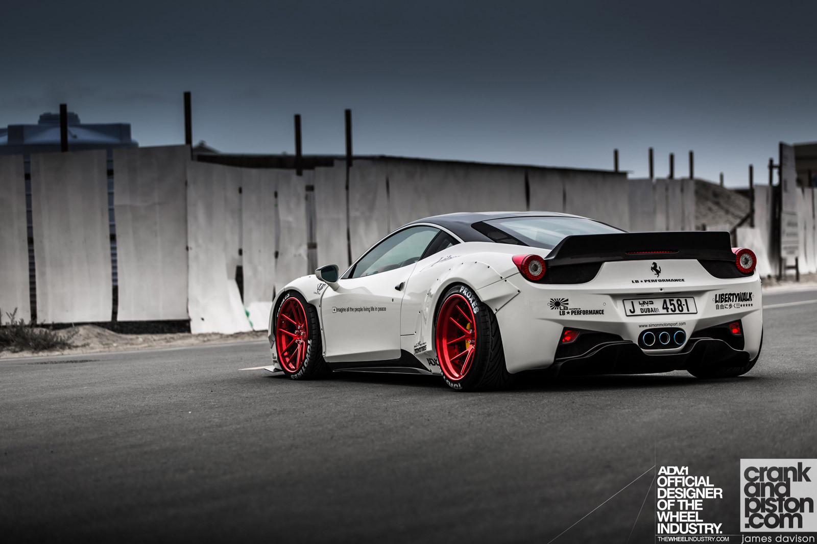 Custom Rear Spoiler with Light on White Ferrari 458 - Photo by ADV.1