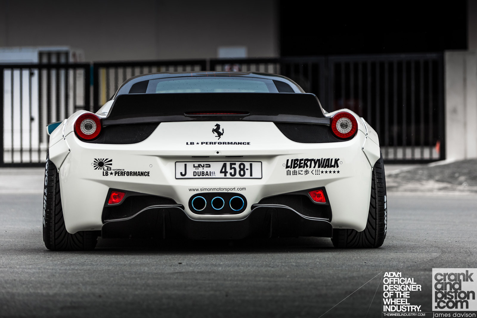 White Ferrari 458 with Liberty Walk Rear Diffuser - Photo by ADV.1