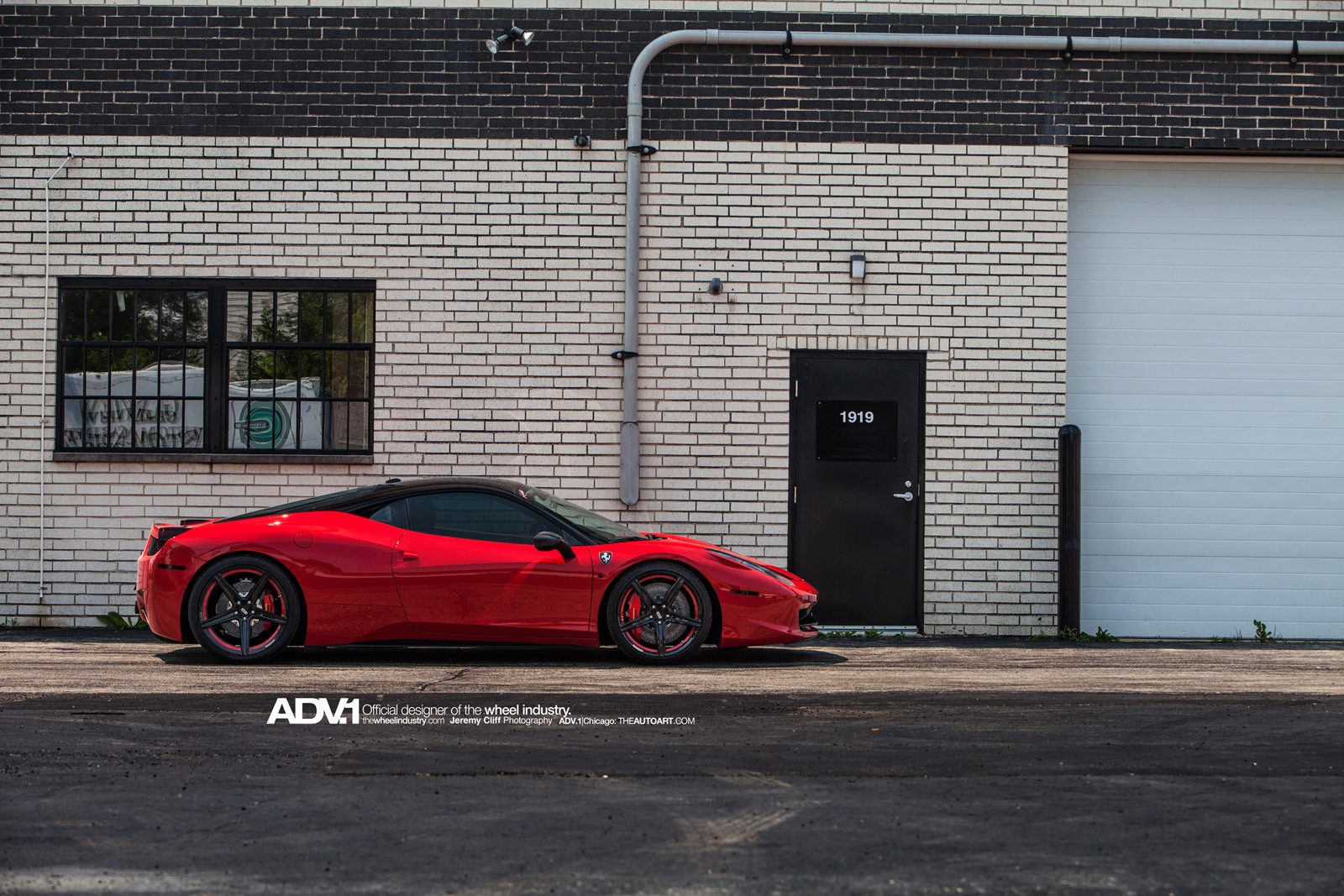 Custom Matte Black ADV1 Rims on Red Ferrari 458 - Photo by ADV.1