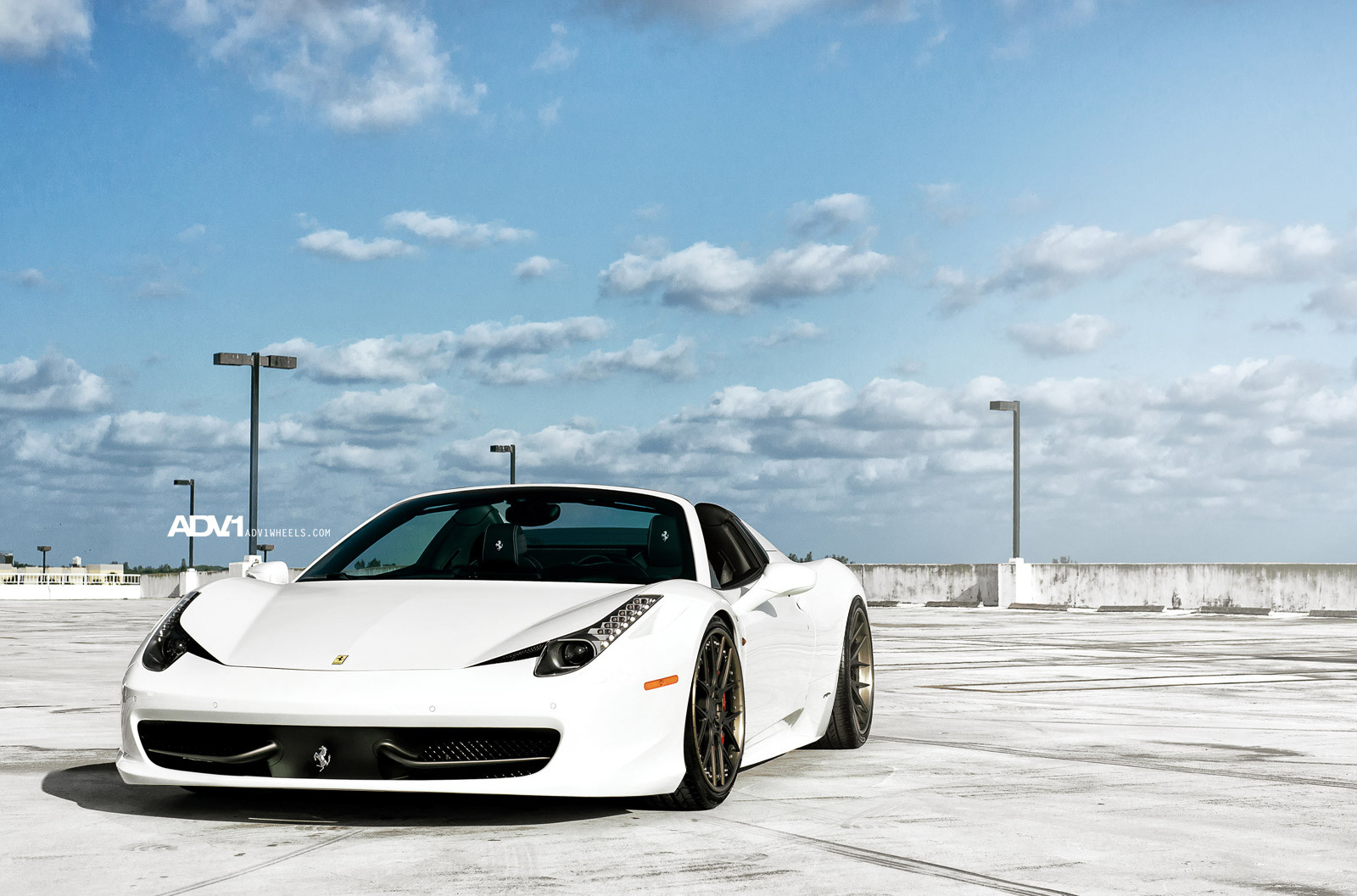 White Ferrari 458 with Matte Black ADV1 Wheels - Photo by ADV.1