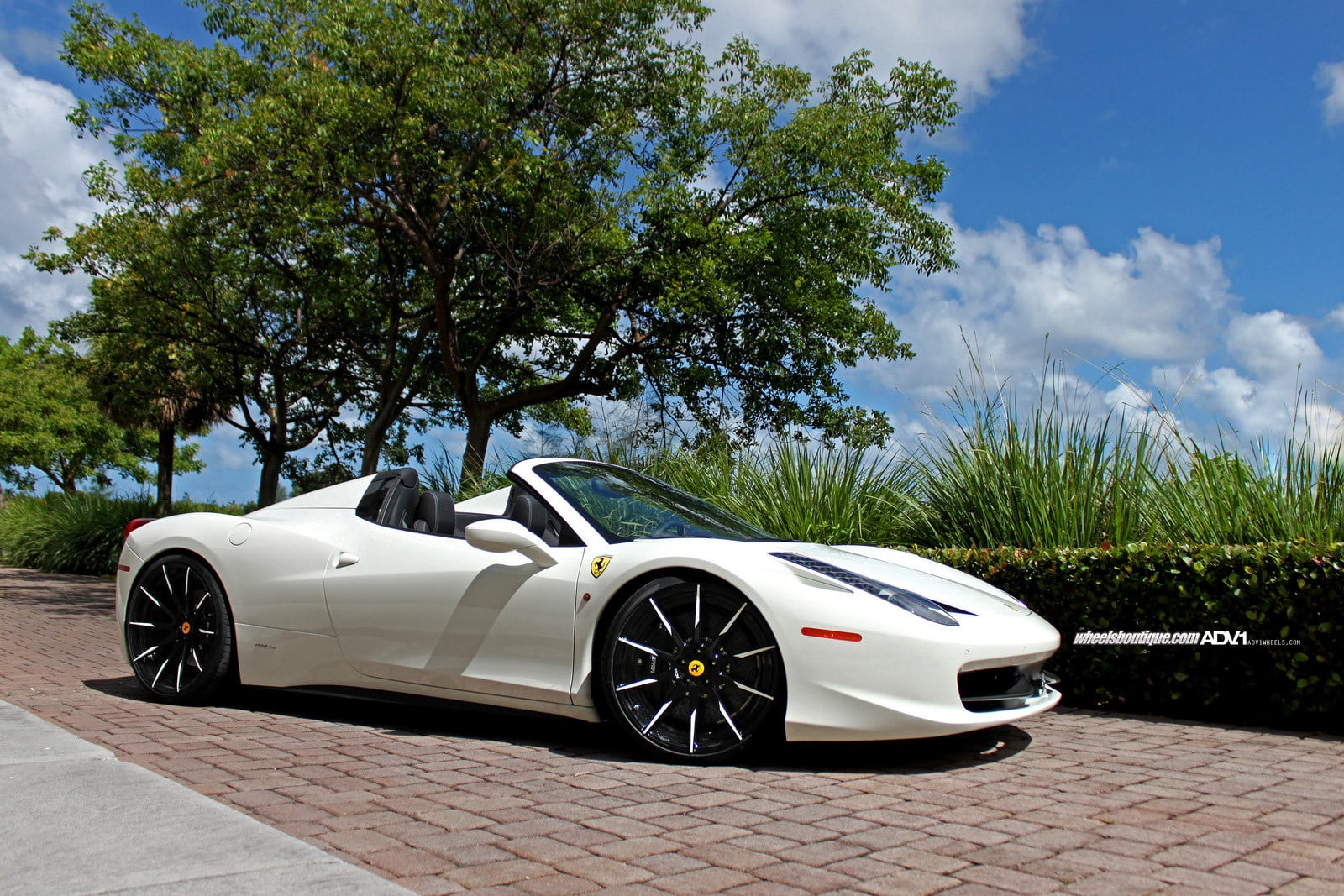 White Convertible Ferrari 458 with Mirror Polished ADV1 Rims - Photo by ADV.1