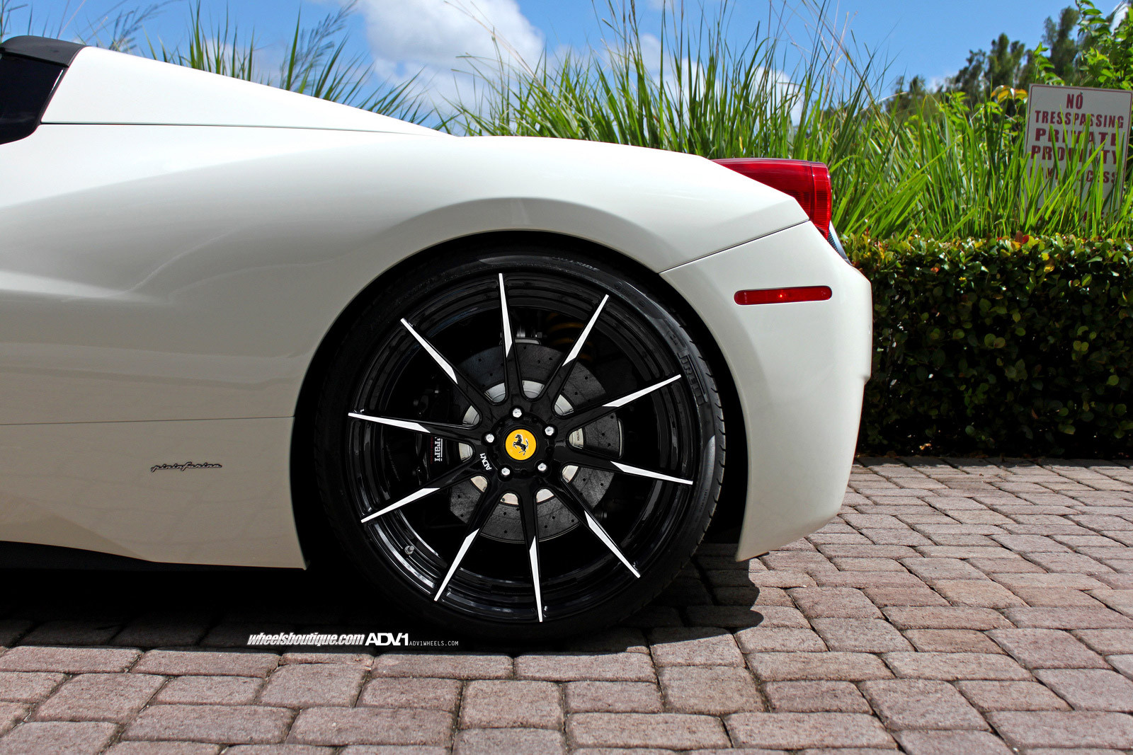 White Convertible Ferrari 458 with Custom ADV1 Wheels - Photo by ADV.1