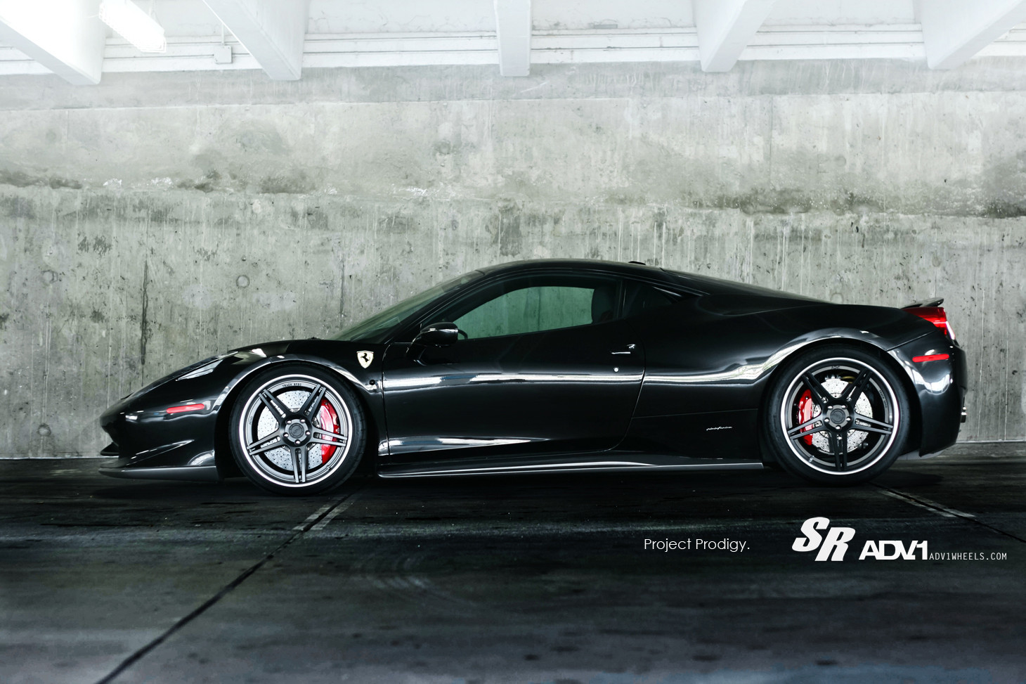 ADV1 Wheels with Red Brakes on Black Ferrari 458 - Photo by ADV.1
