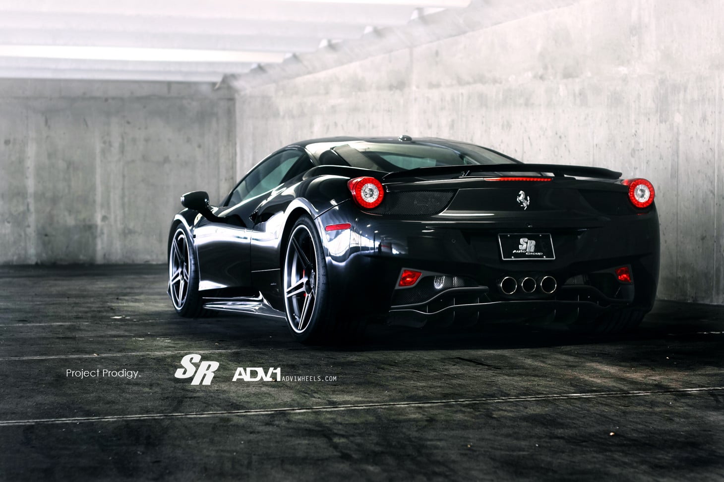 Aftermarket Rear Spoiler on Black Ferrari 458 - Photo by ADV.1