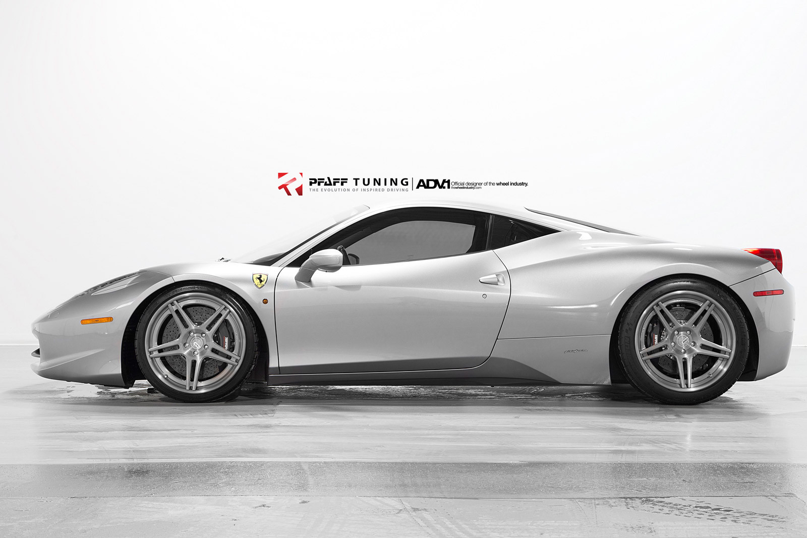 Brushed Gunmetal ADV1 Rims on Gray Ferrari 458 - Photo by ADV.1