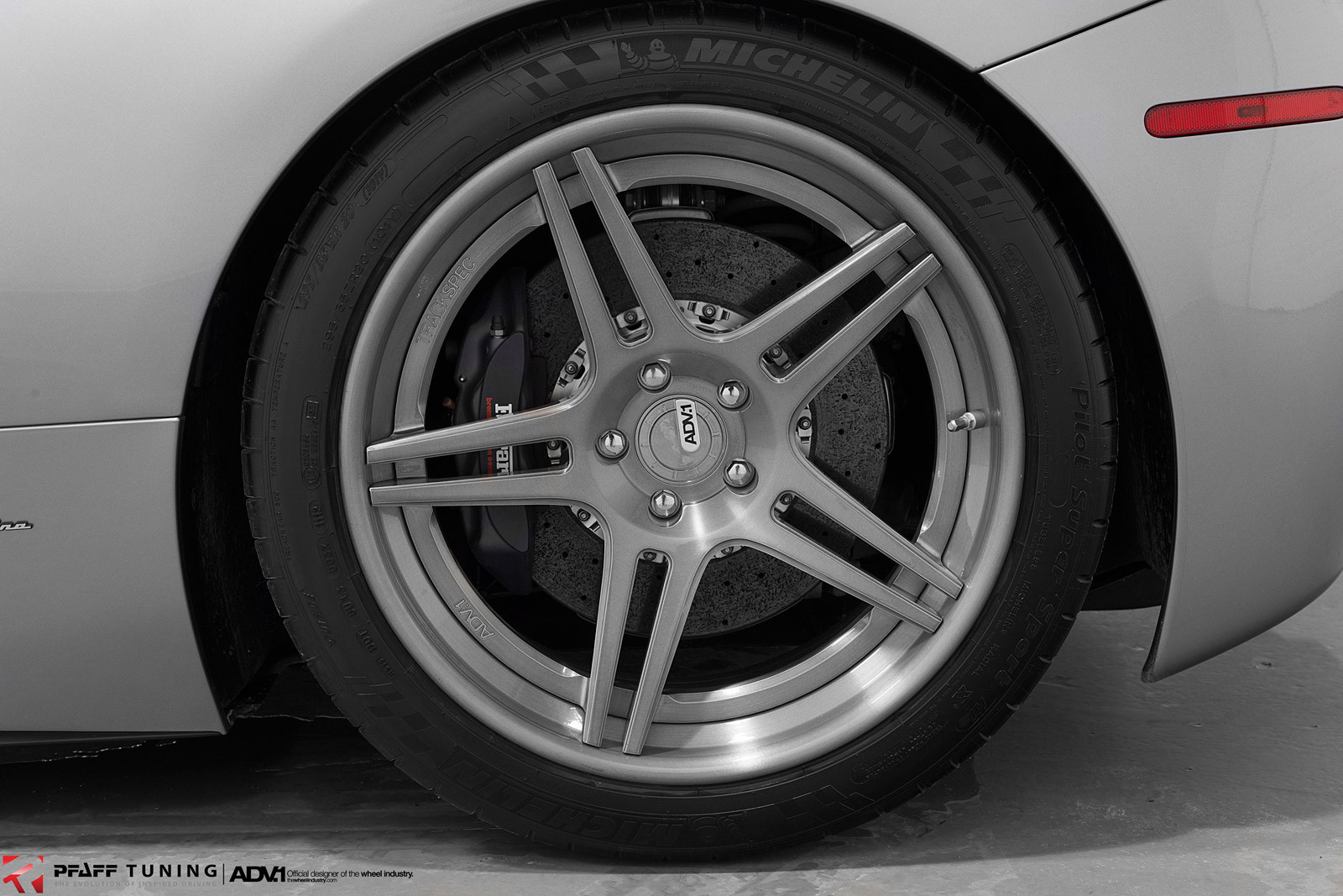 Gray Ferrari 458 with Custom Painted ADV1 Wheels - Photo by ADV.1